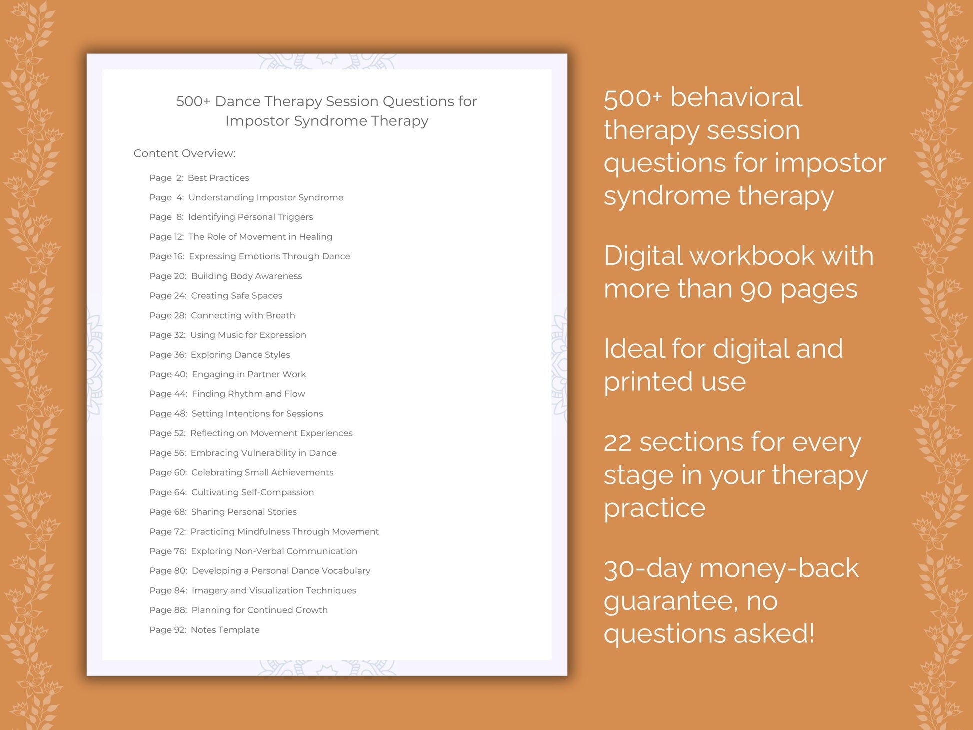 Impostor Syndrome Dance Therapy Therapist Worksheets