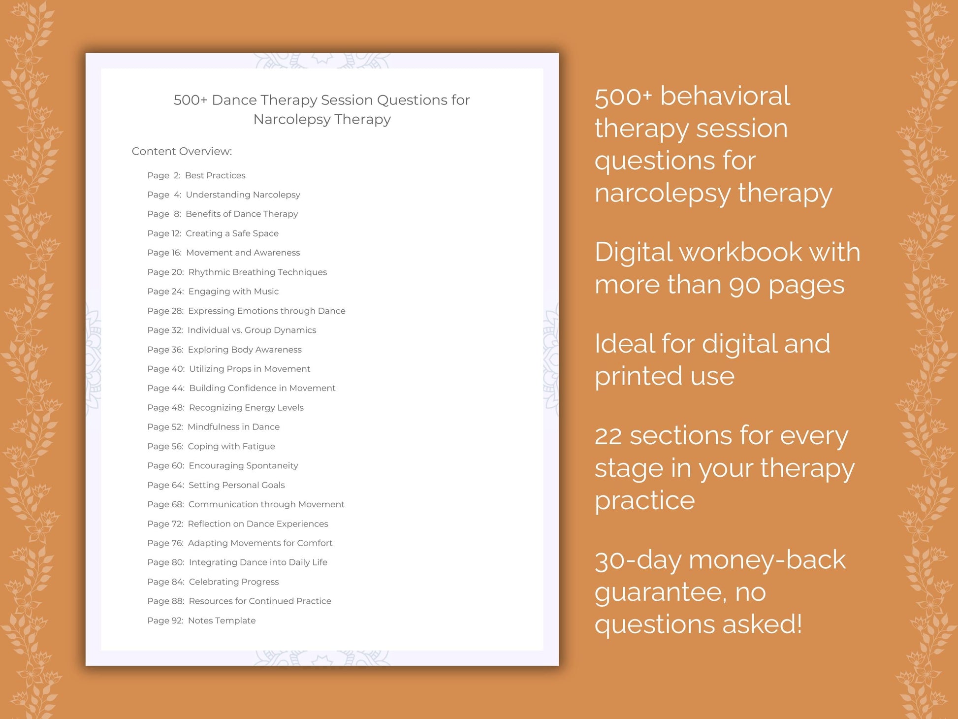 Narcolepsy Dance Therapy Therapist Worksheets