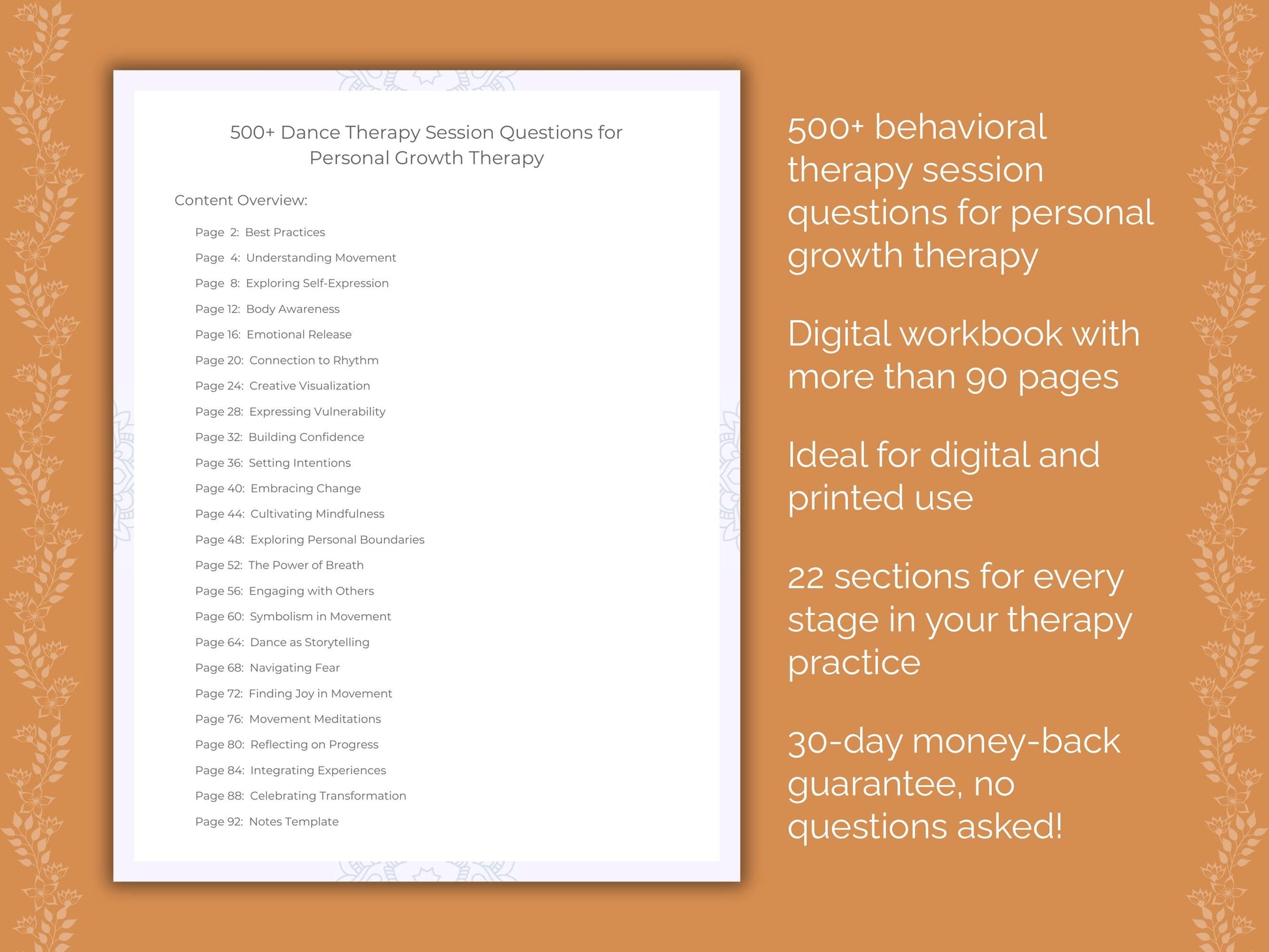 Personal Growth Dance Therapy Therapist Worksheets