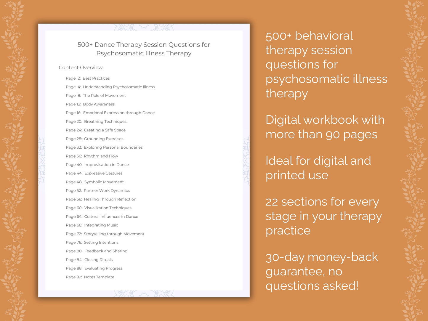 Psychosomatic Illness Dance Therapy Therapist Worksheets