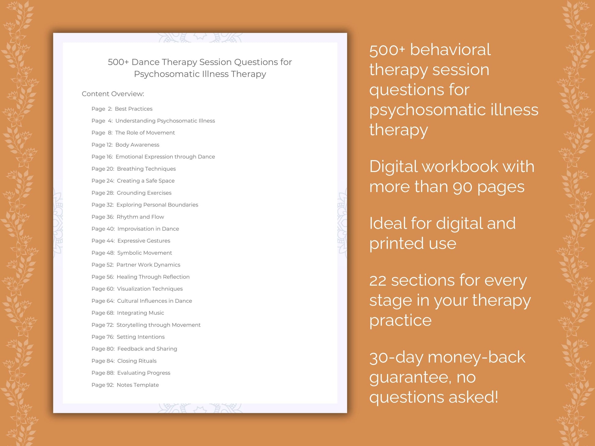 Psychosomatic Illness Dance Therapy Therapist Worksheets
