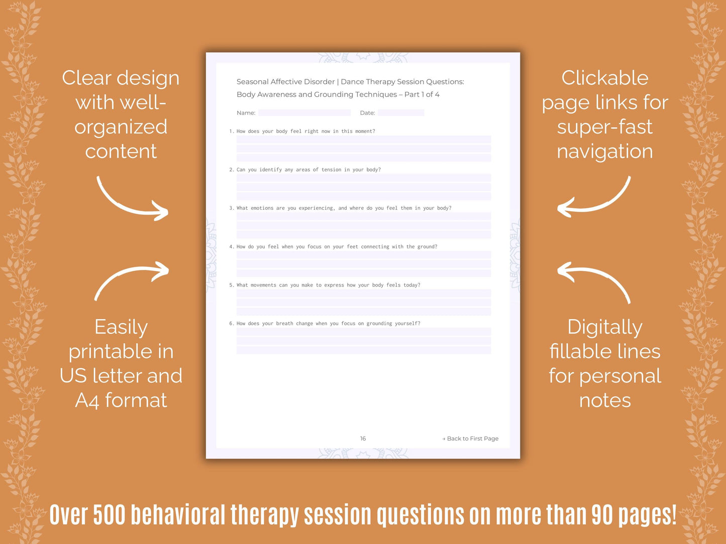 Seasonal Affective Disorder Dance Therapy Counseling Templates