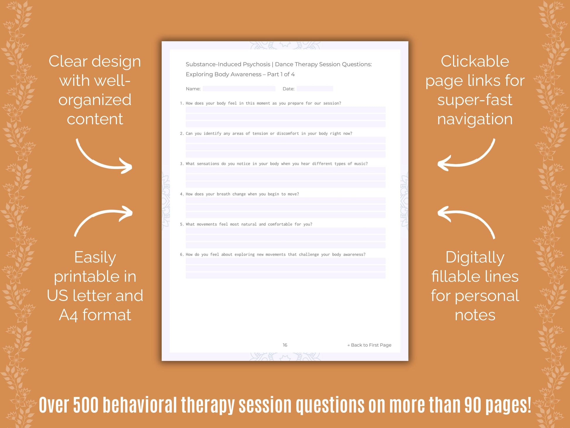 Substance-Induced Psychosis Dance Therapy Counseling Templates