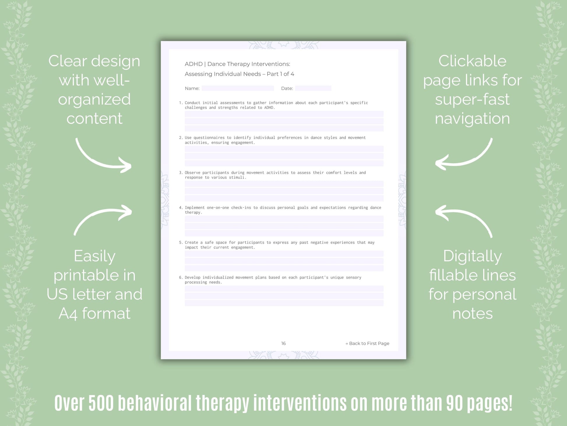 ADHD Dance Therapy Counseling Templates