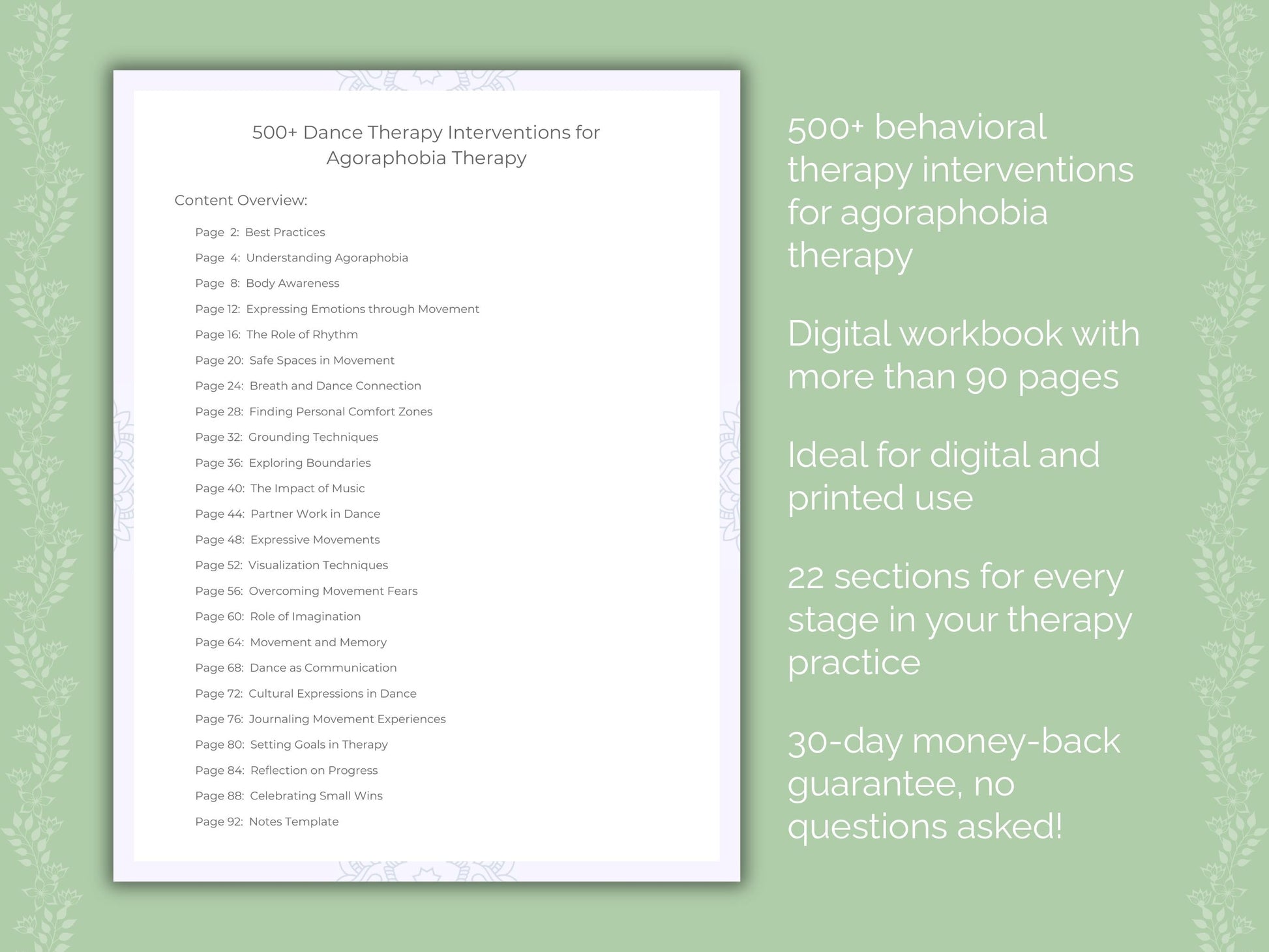 Agoraphobia Dance Therapy Therapist Worksheets