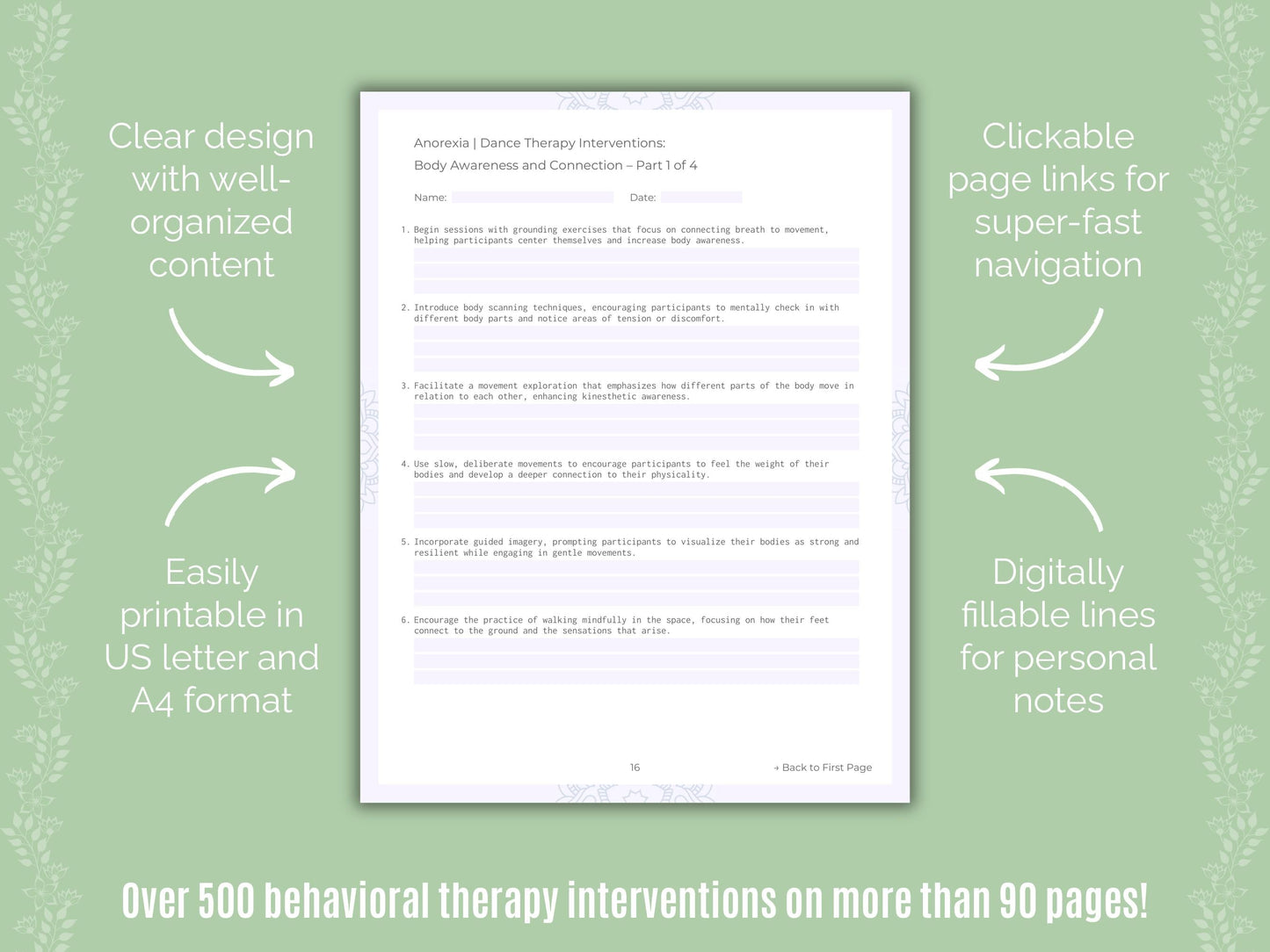 Anorexia Dance Therapy Counseling Templates