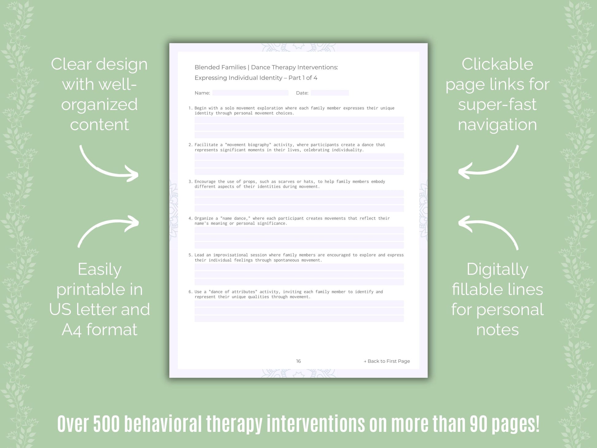 Blended Families Dance Therapy Counseling Templates