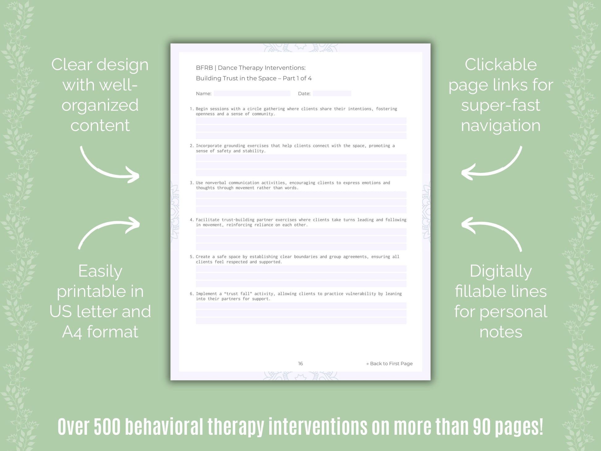 Body-Focused Repetitive Behavior (BFRB) Dance Therapy Counseling Templates