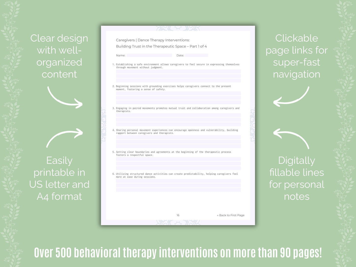 Caregivers Dance Therapy Counseling Templates