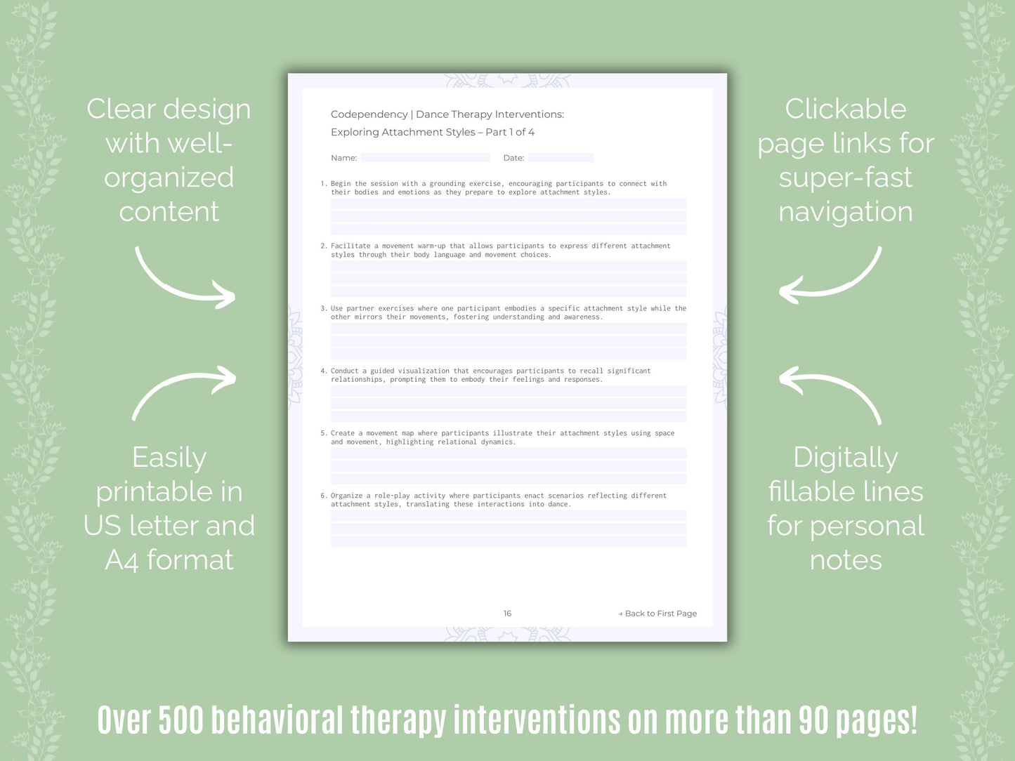 Codependency Dance Therapy Counseling Templates