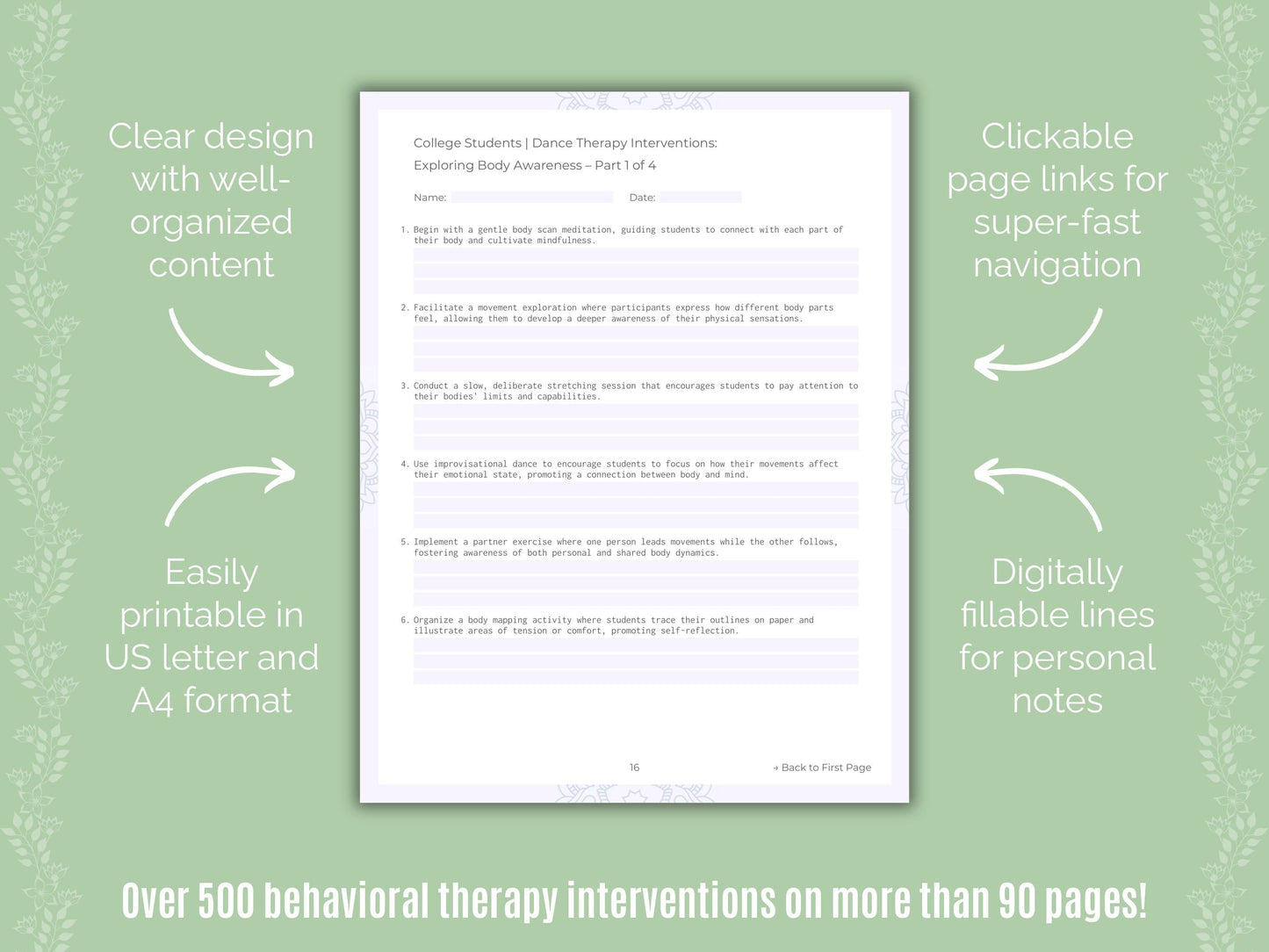 College Students Dance Therapy Counseling Templates