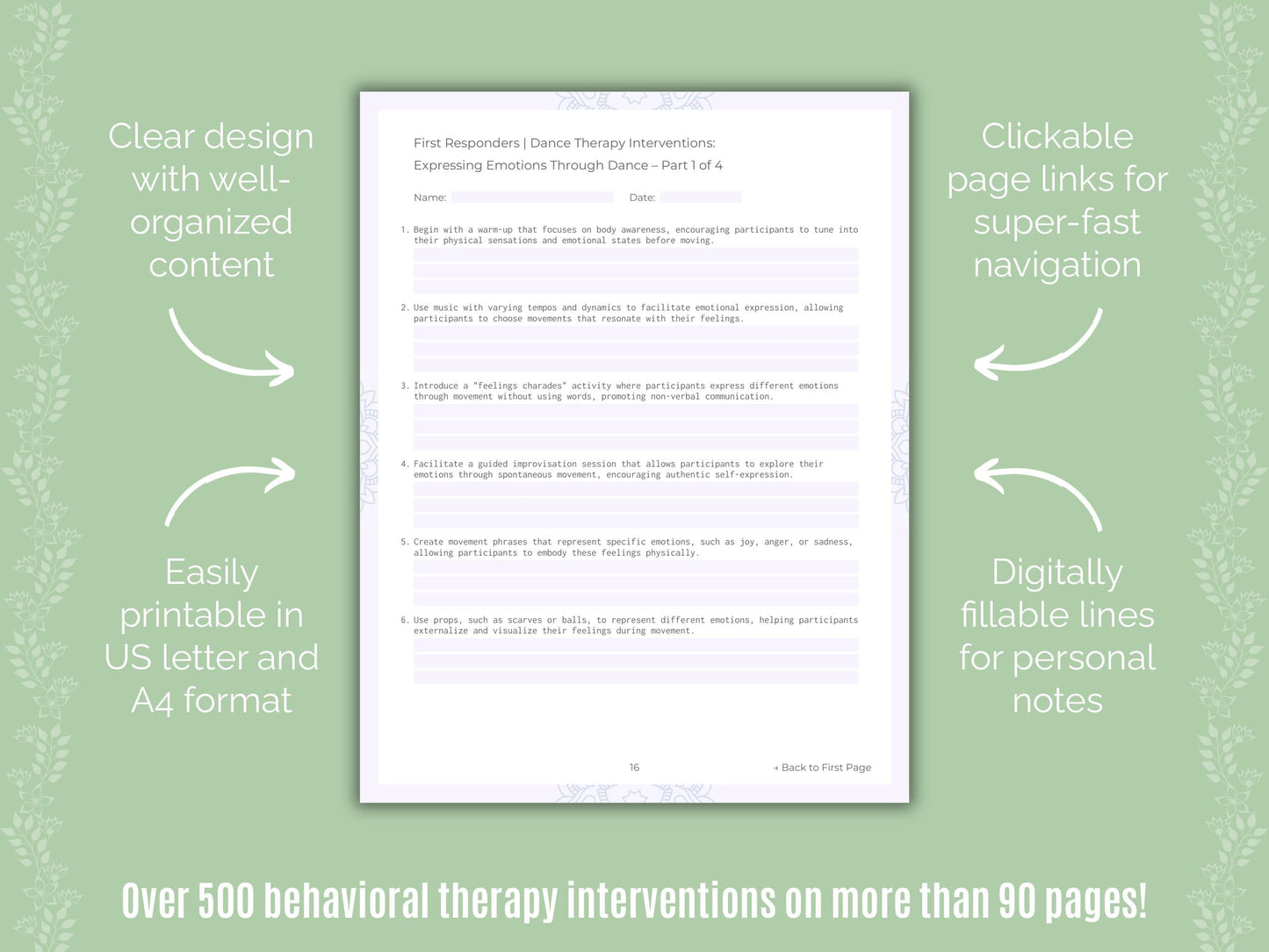 First Responders Dance Therapy Counseling Templates