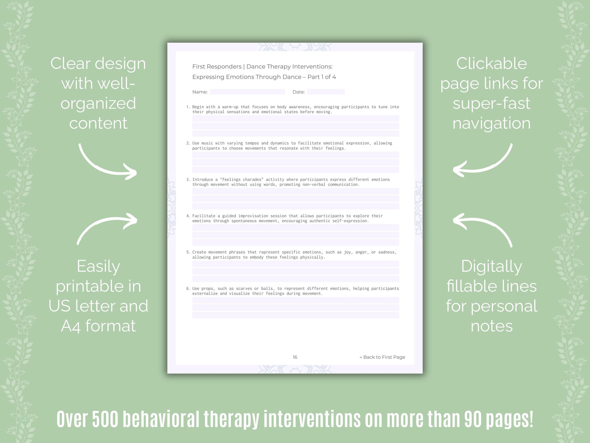 First Responders Dance Therapy Counseling Templates