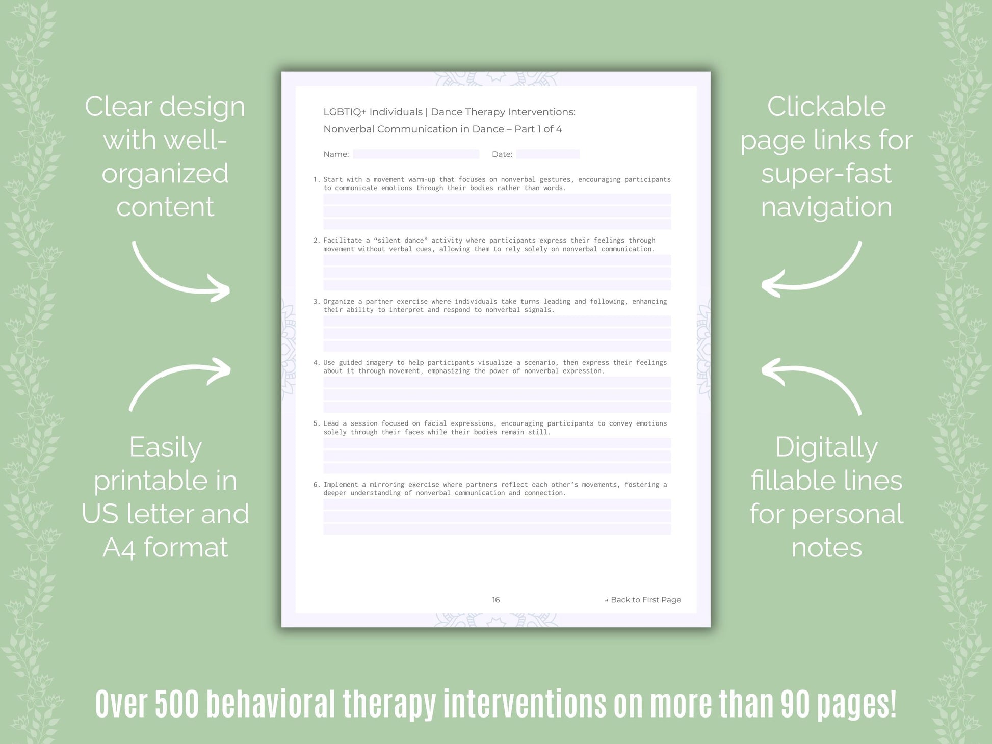 LGBTIQ+ Individuals Dance Therapy Counseling Templates