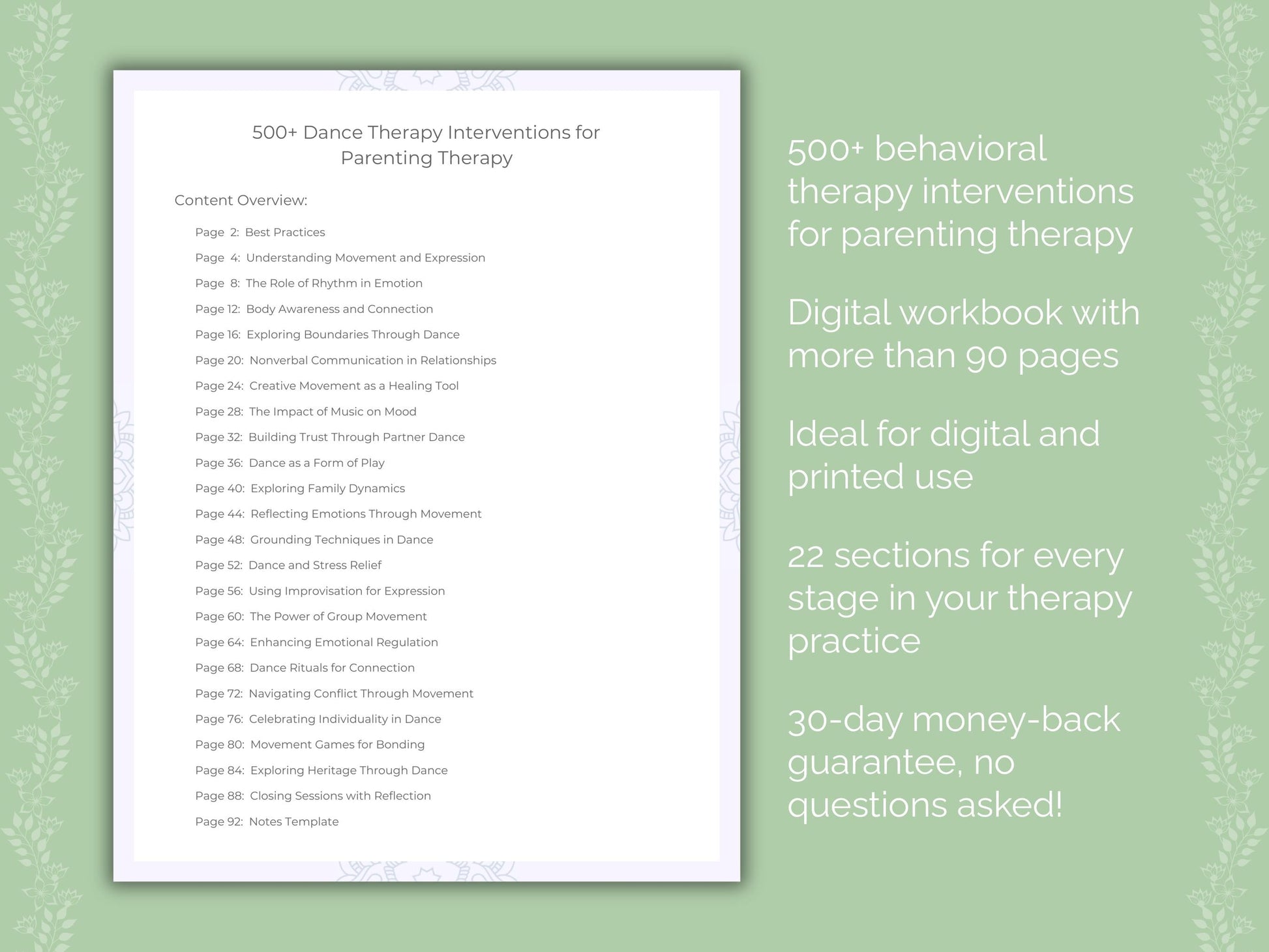 Parenting Dance Therapy Therapist Worksheets