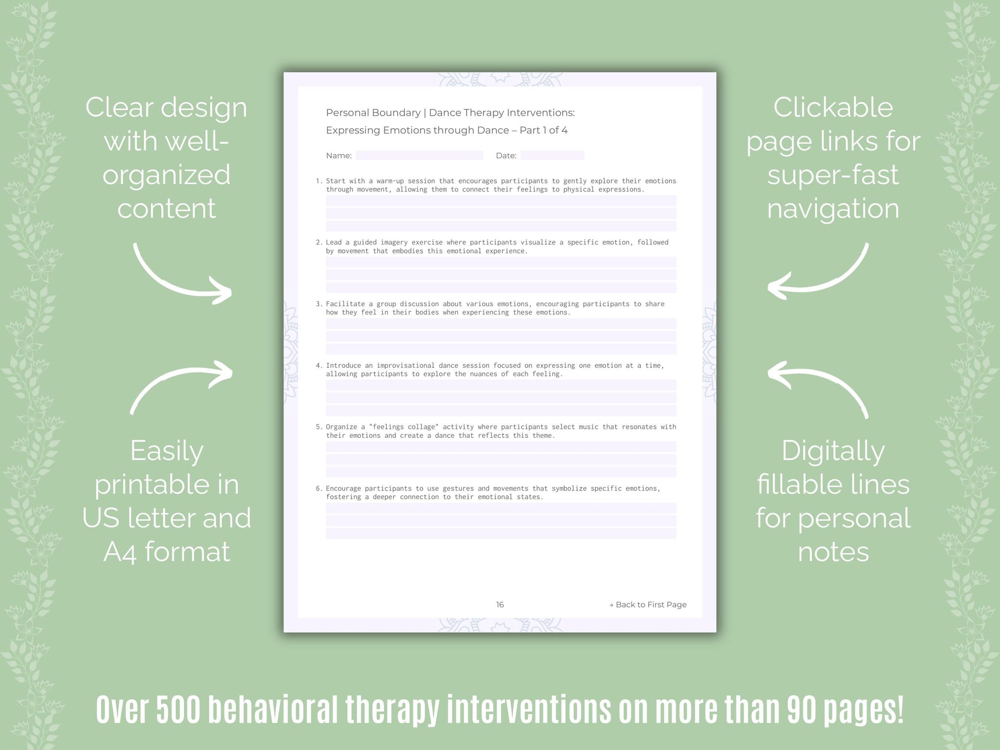 Personal Boundary Dance Therapy Counseling Templates