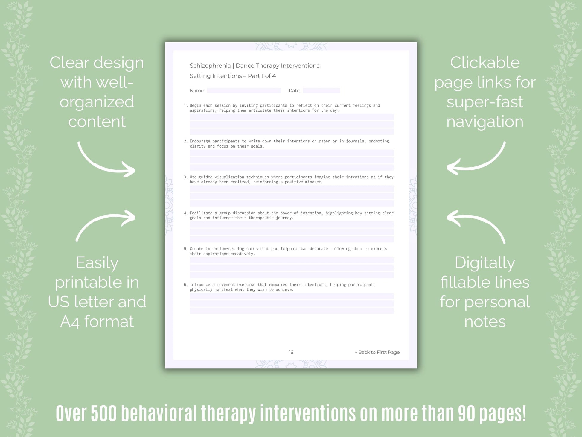 Schizophrenia Dance Therapy Counseling Templates