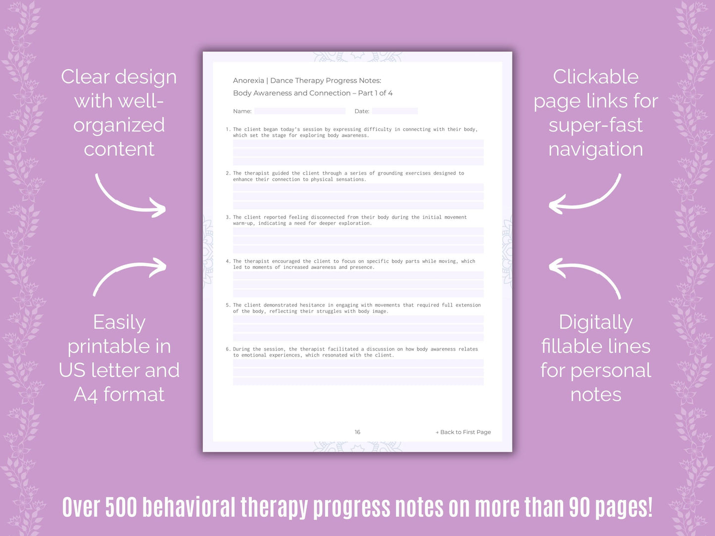 Anorexia Dance Therapy Counseling Templates