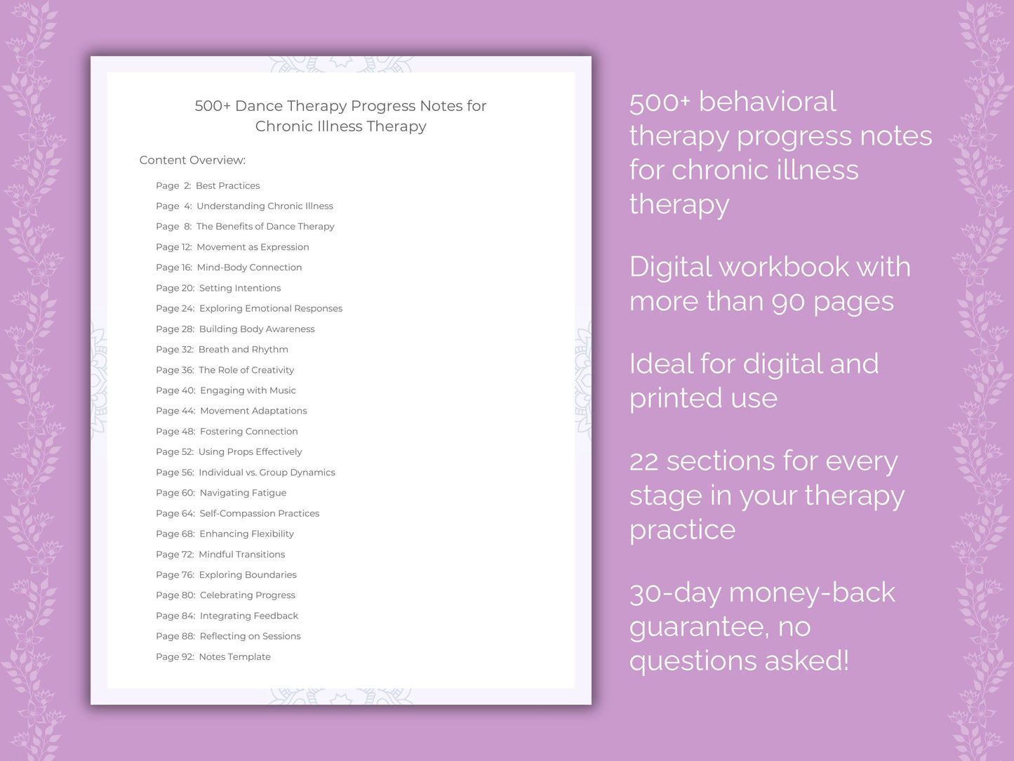 Chronic Illness Dance Therapy Therapist Worksheets