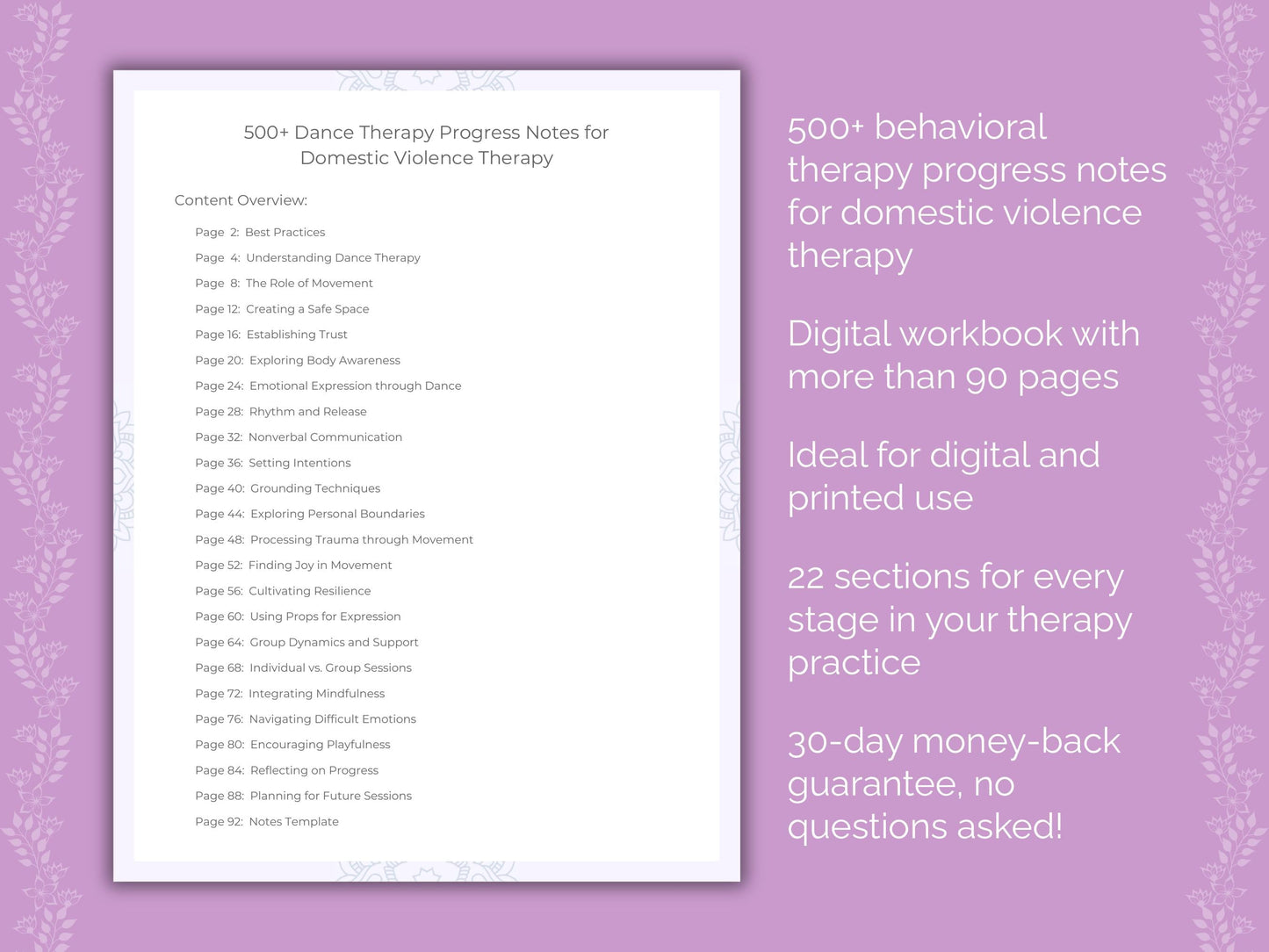 Domestic Violence Dance Therapy Therapist Worksheets