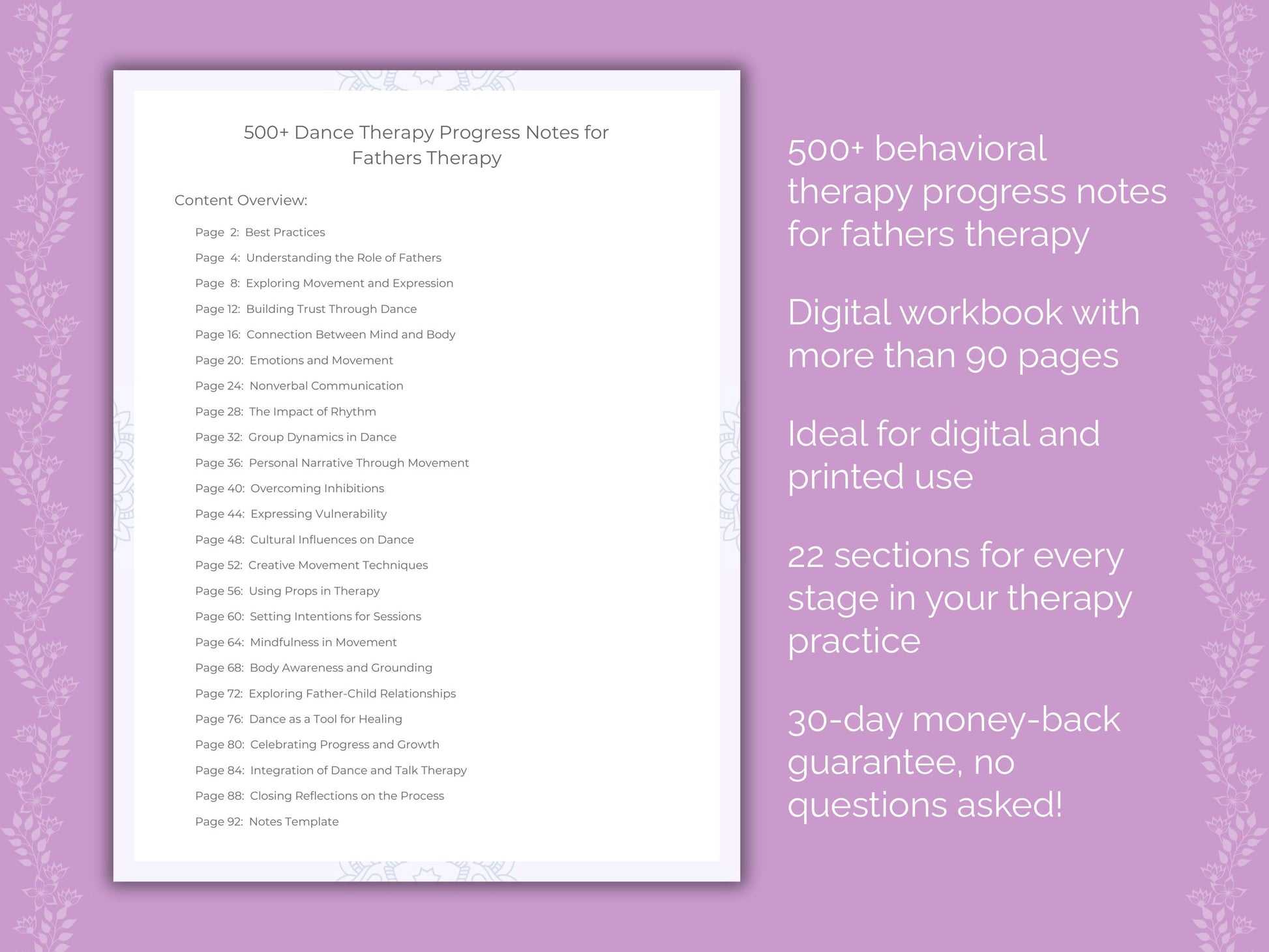 Fathers Dance Therapy Therapist Worksheets