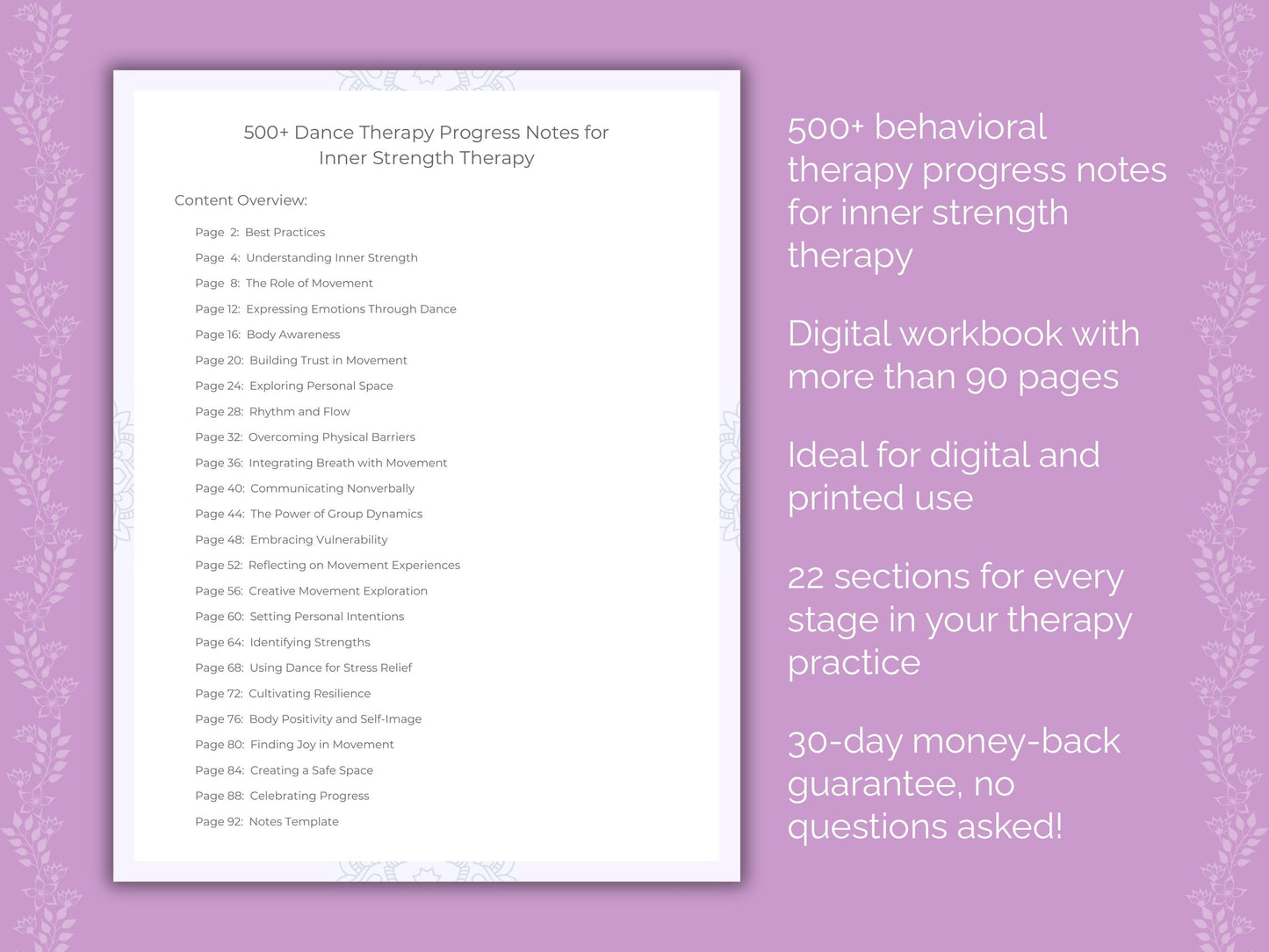 Inner Strength Dance Therapy Therapist Worksheets