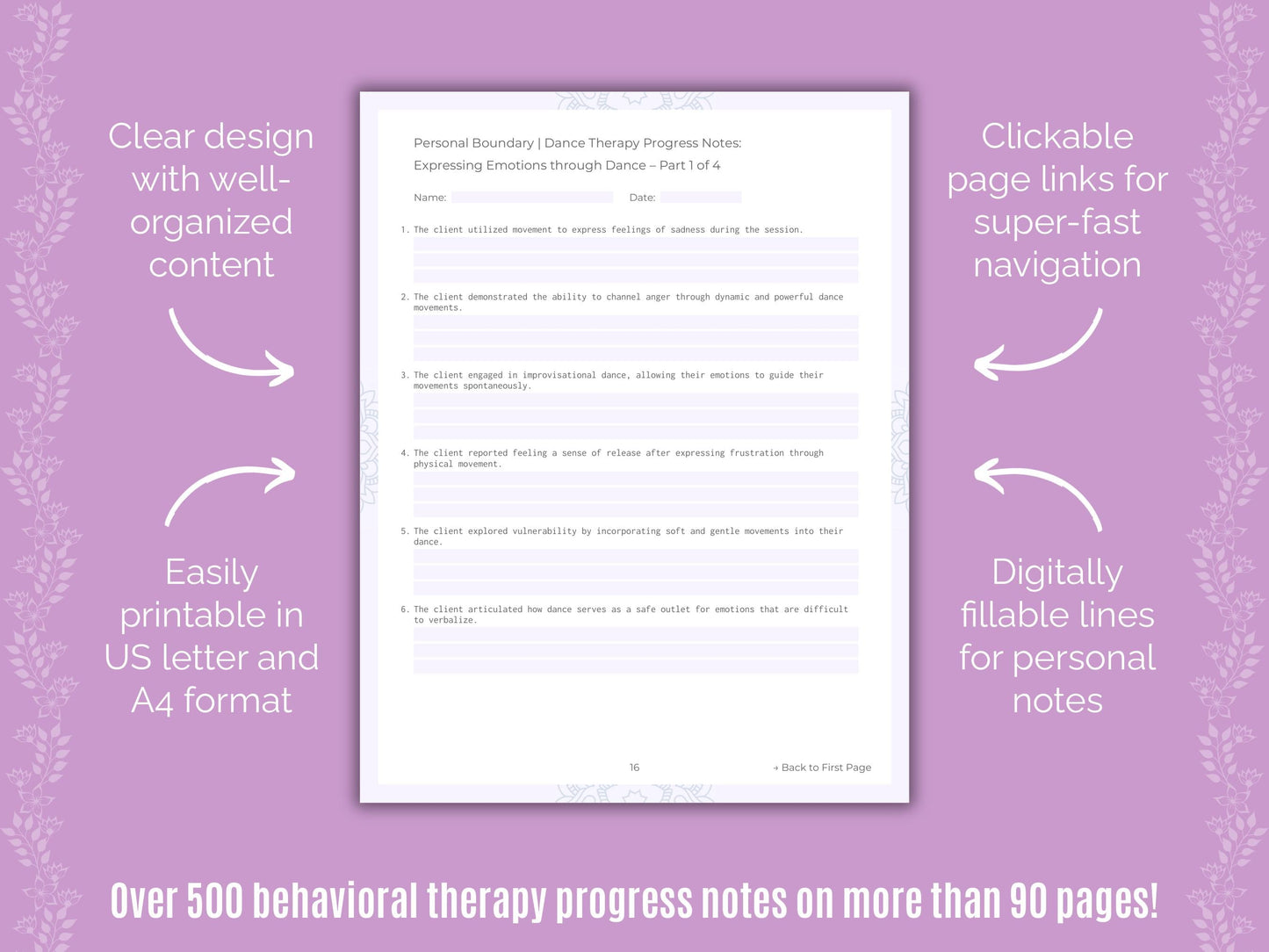 Personal Boundary Dance Therapy Counseling Templates