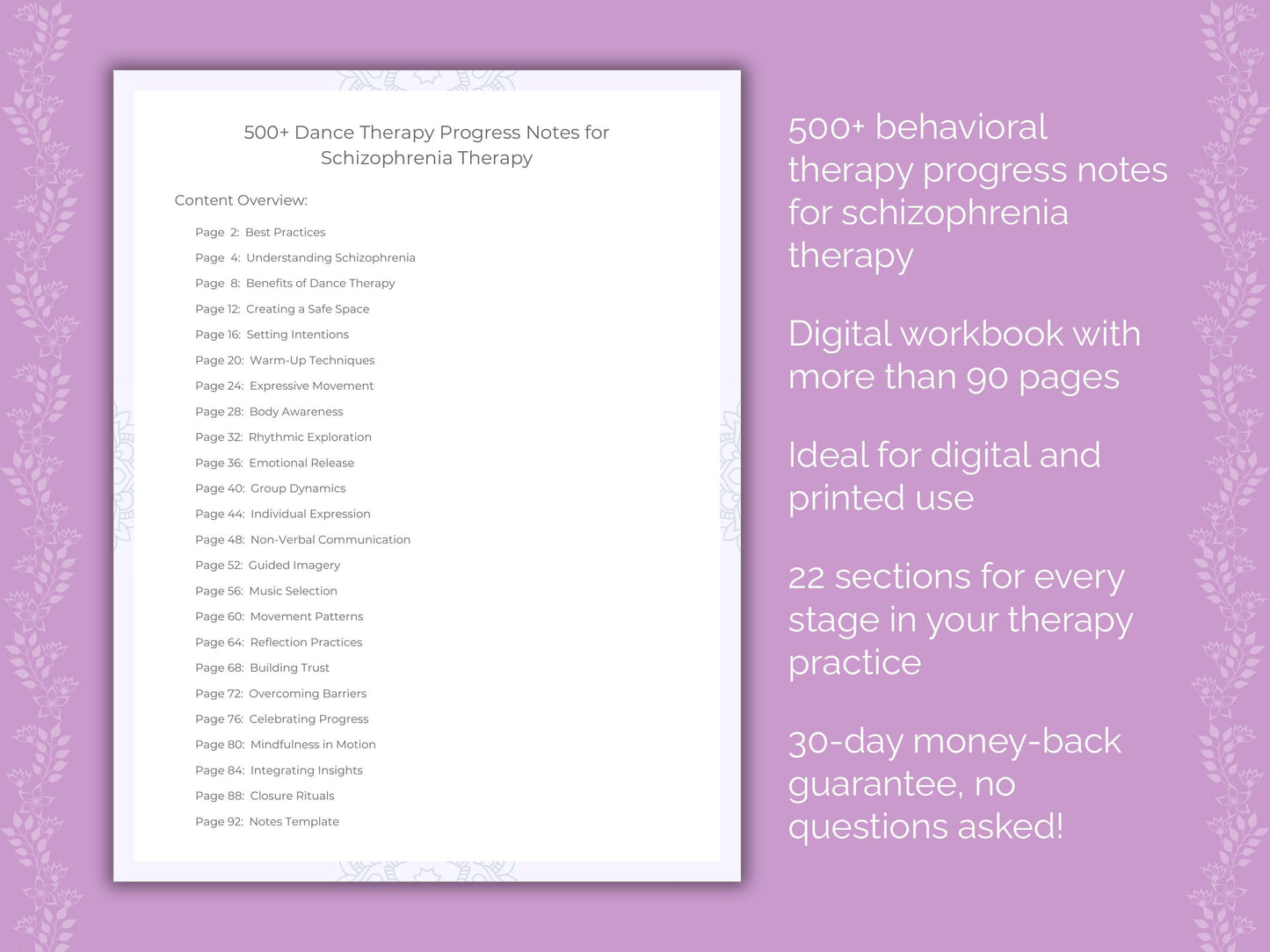 Schizophrenia Dance Therapy Therapist Worksheets