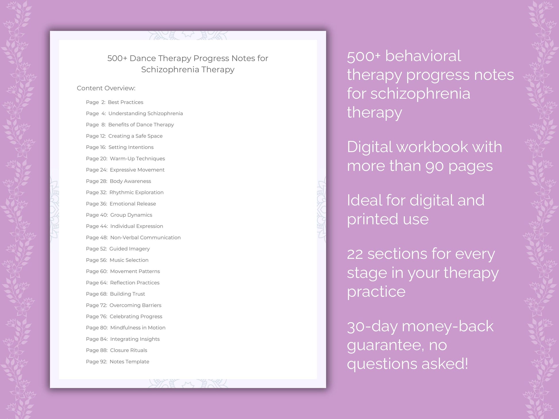 Schizophrenia Dance Therapy Therapist Worksheets