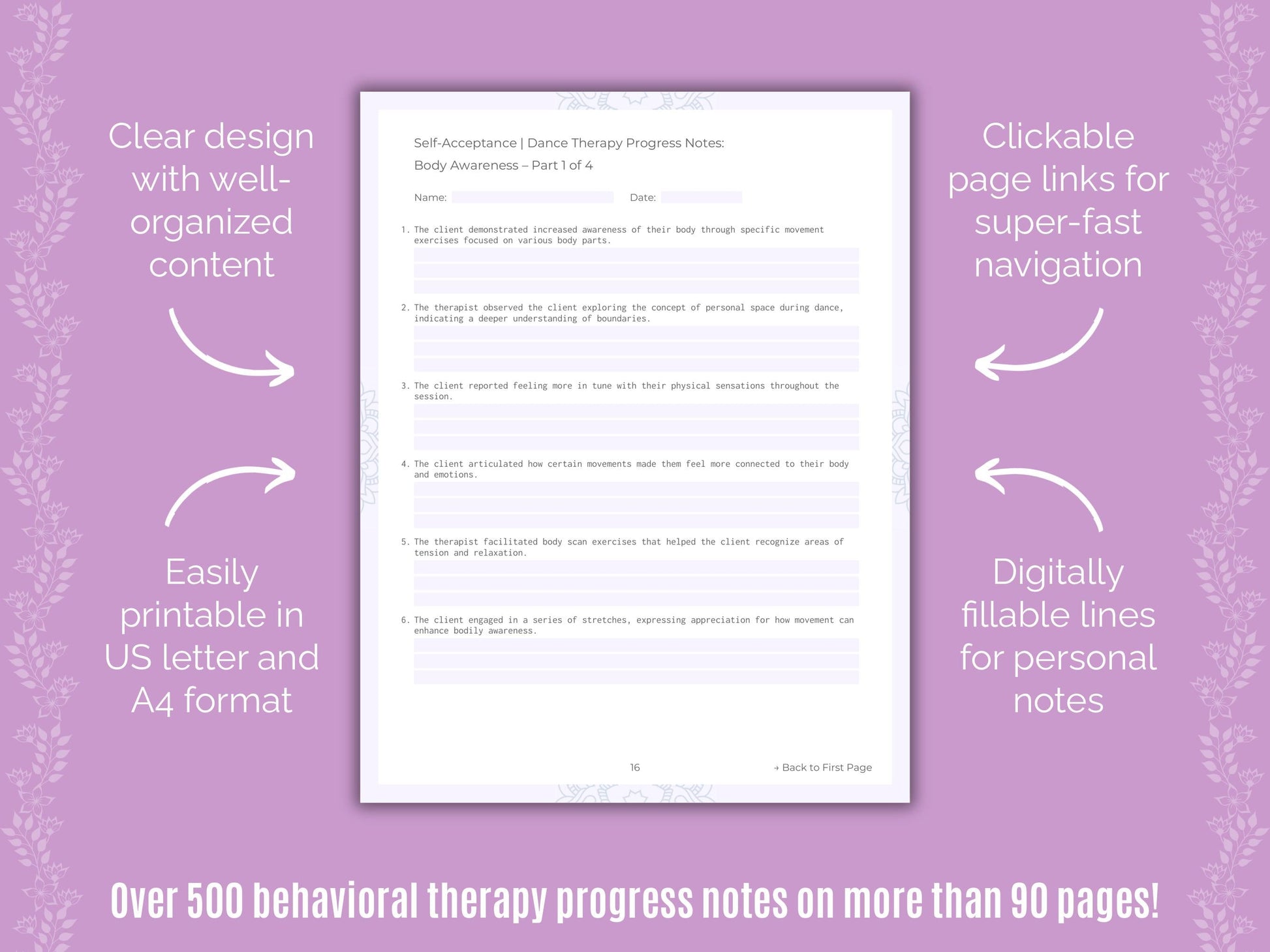 Self-Acceptance Dance Therapy Counseling Templates