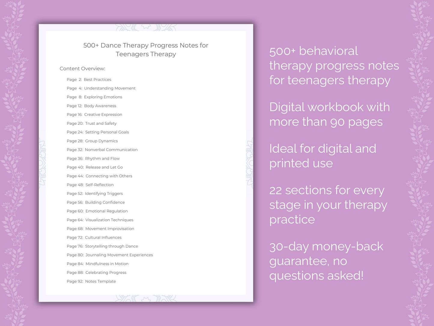 Teenagers Dance Therapy Therapist Worksheets