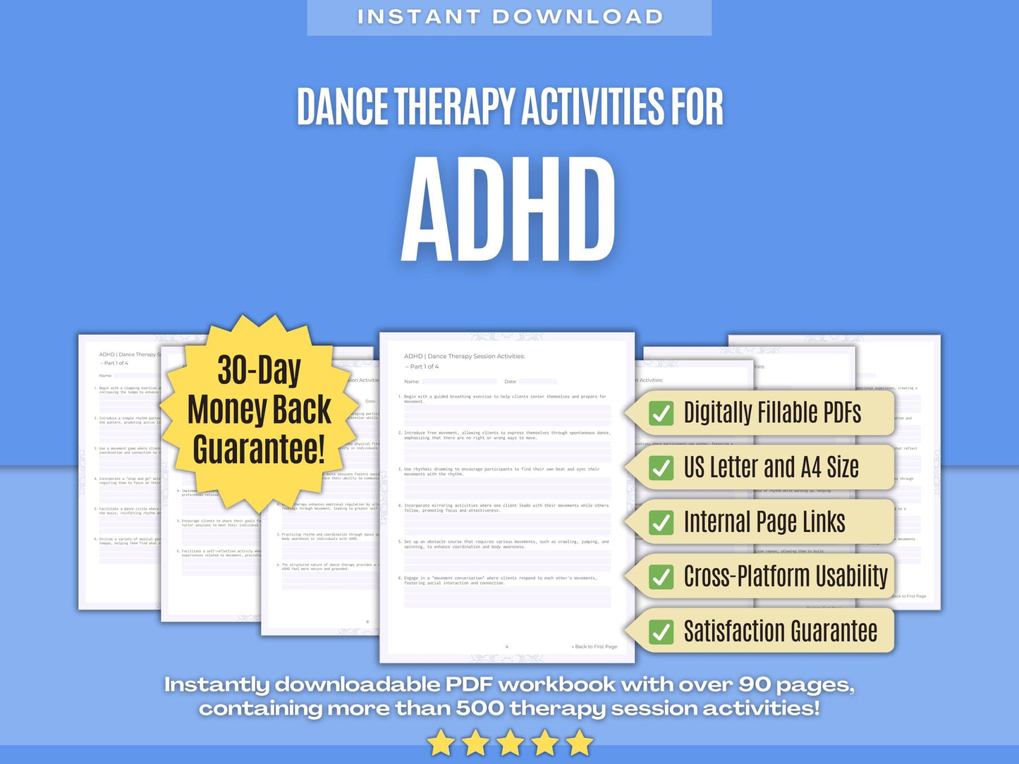ADHD Dance Therapy Psychology Workbooks