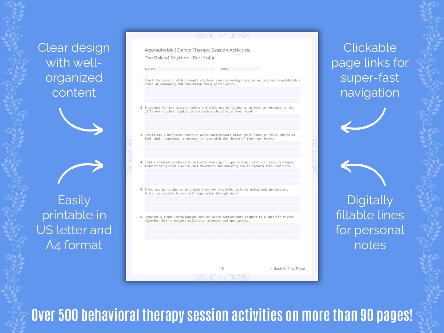 Agoraphobia Dance Therapy Counseling Templates