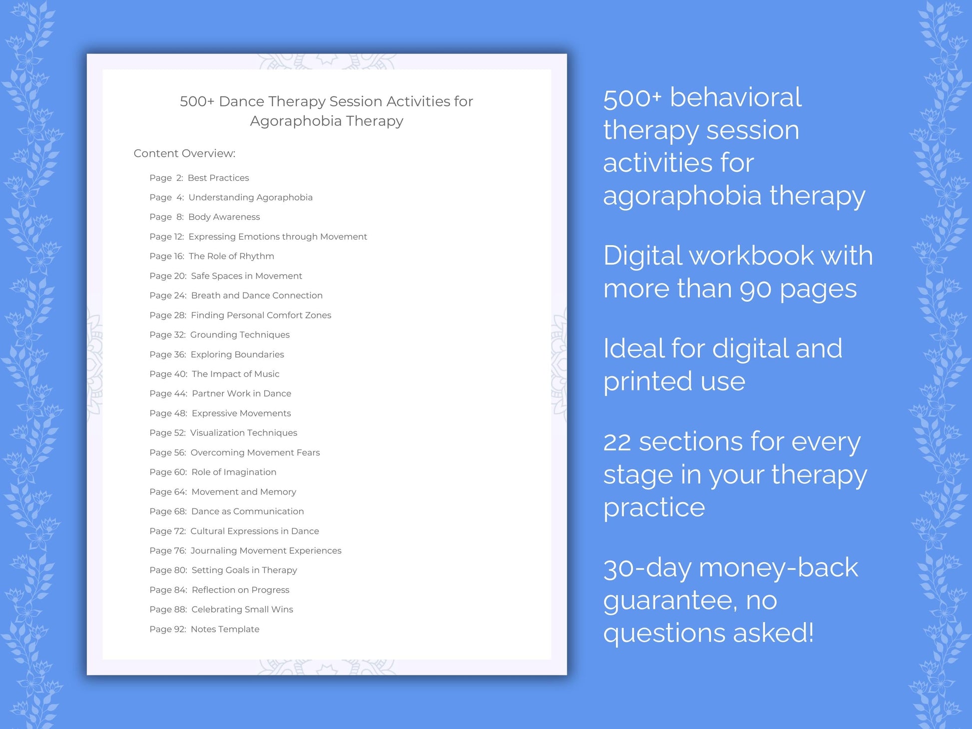 Agoraphobia Dance Therapy Therapist Worksheets
