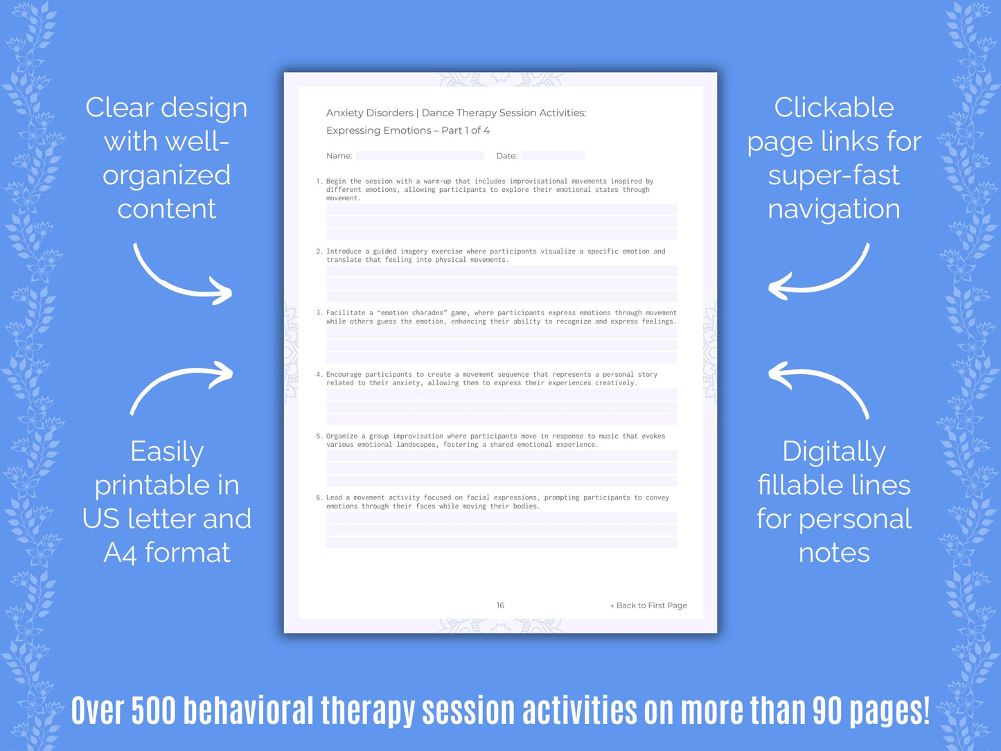 Anxiety Disorders Dance Therapy Counseling Templates