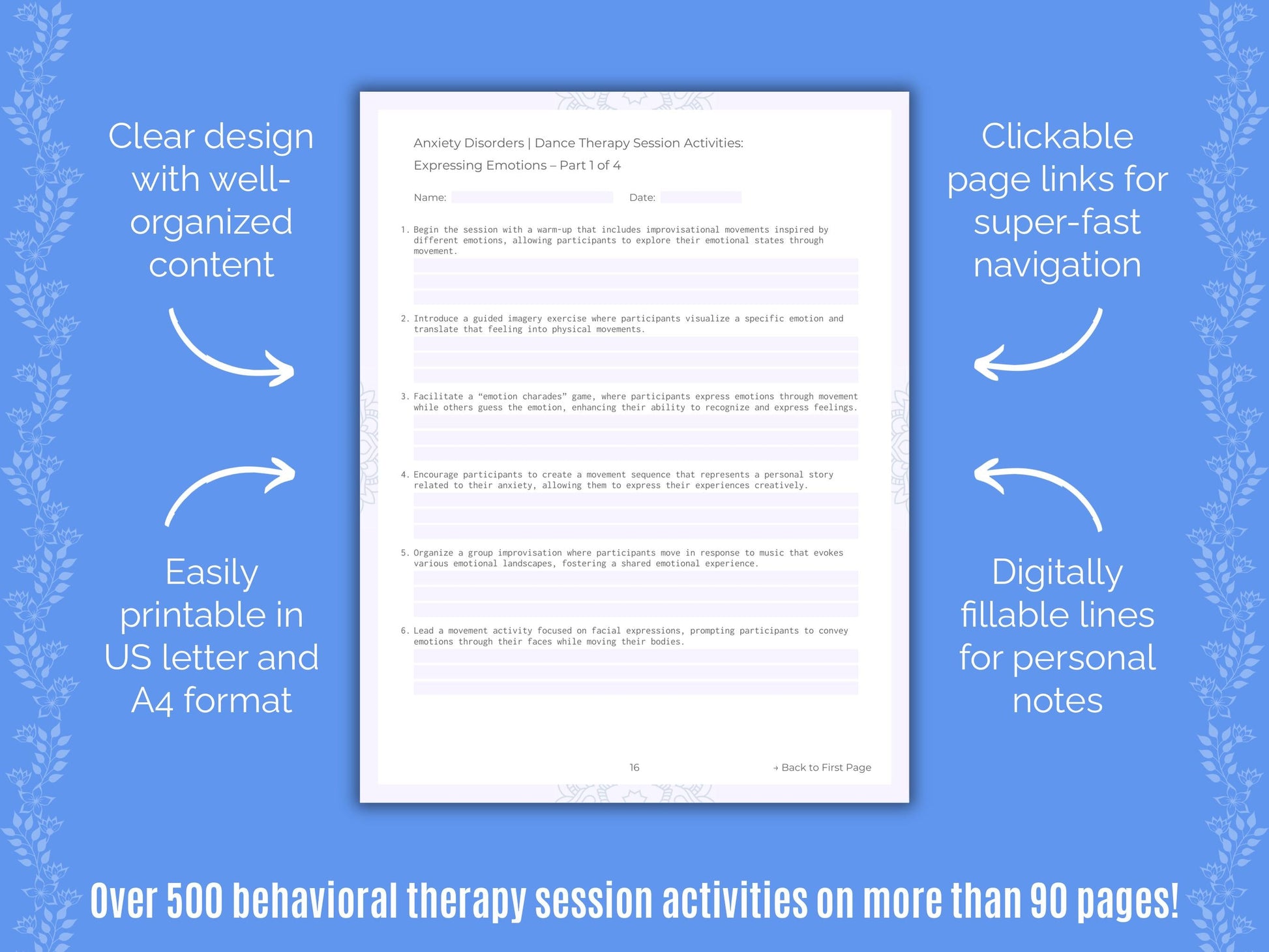 Anxiety Disorders Dance Therapy Counseling Templates