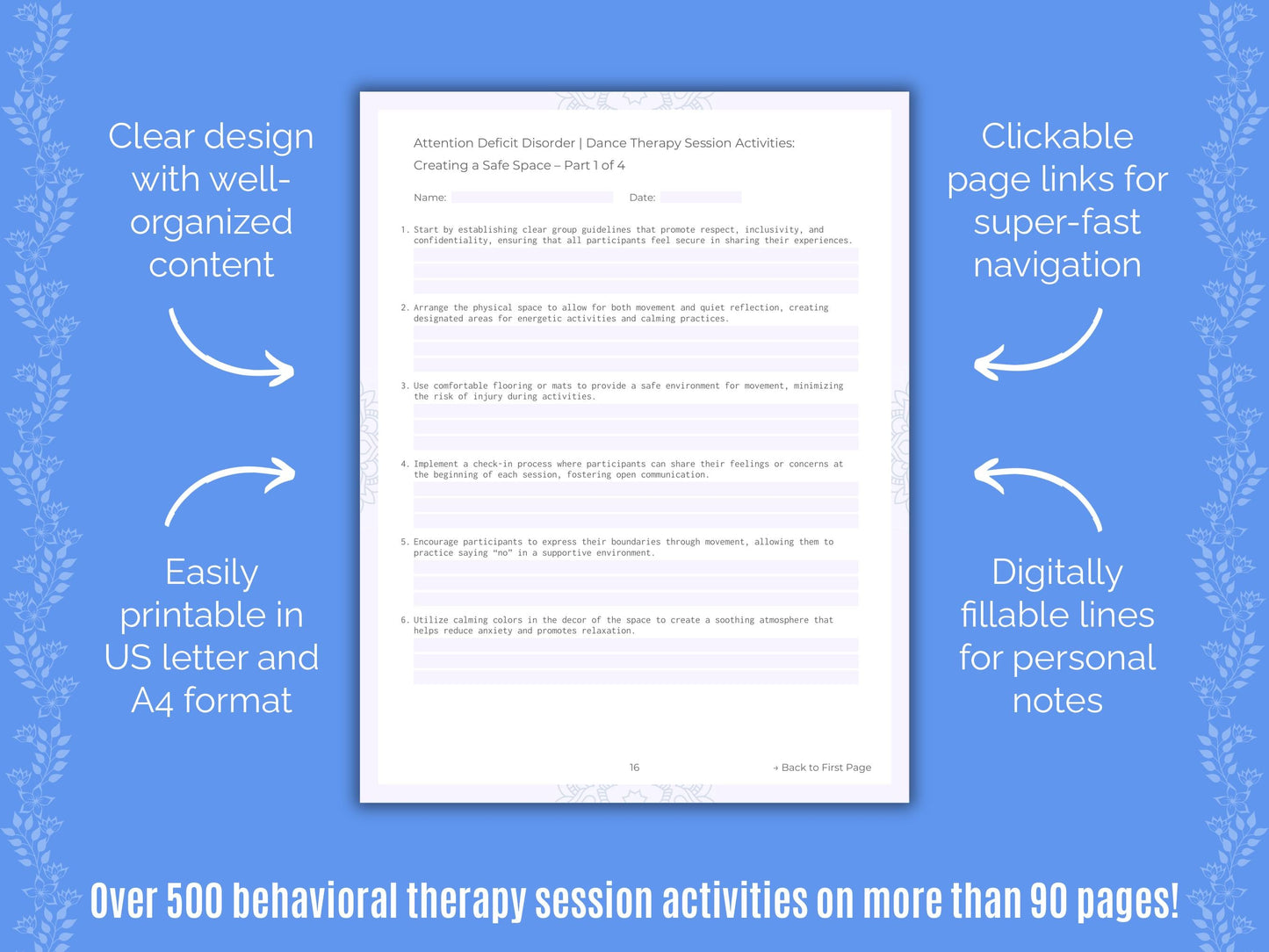 Attention Deficit Disorder (ADD) Dance Therapy Counseling Templates