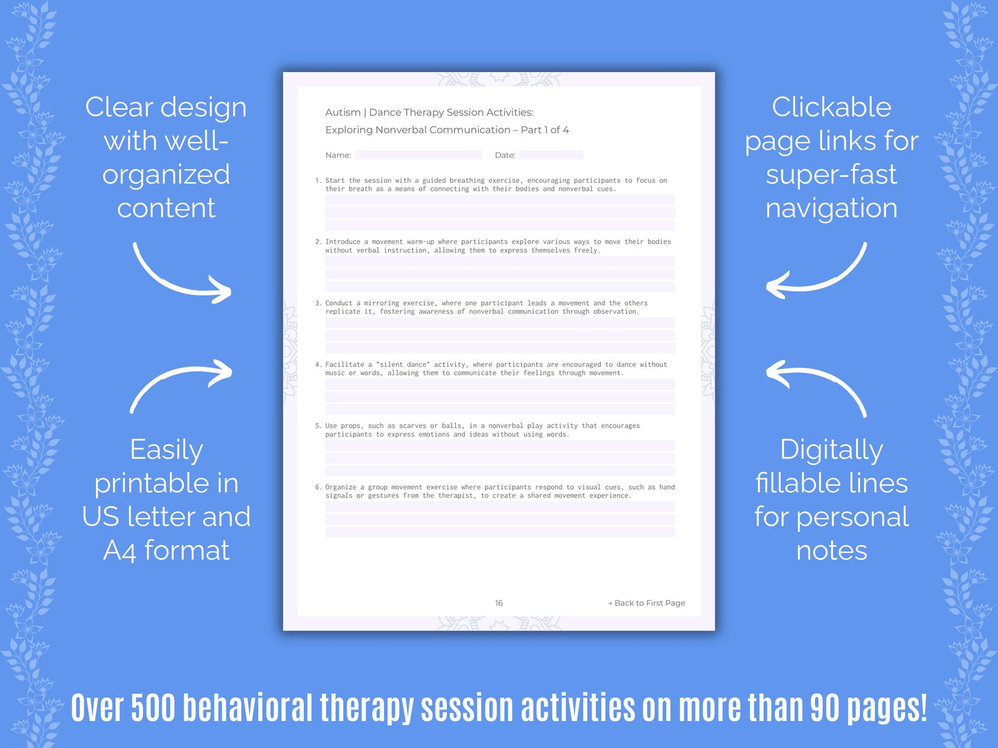 Autism Spectrum Disorder Dance Therapy Counseling Templates