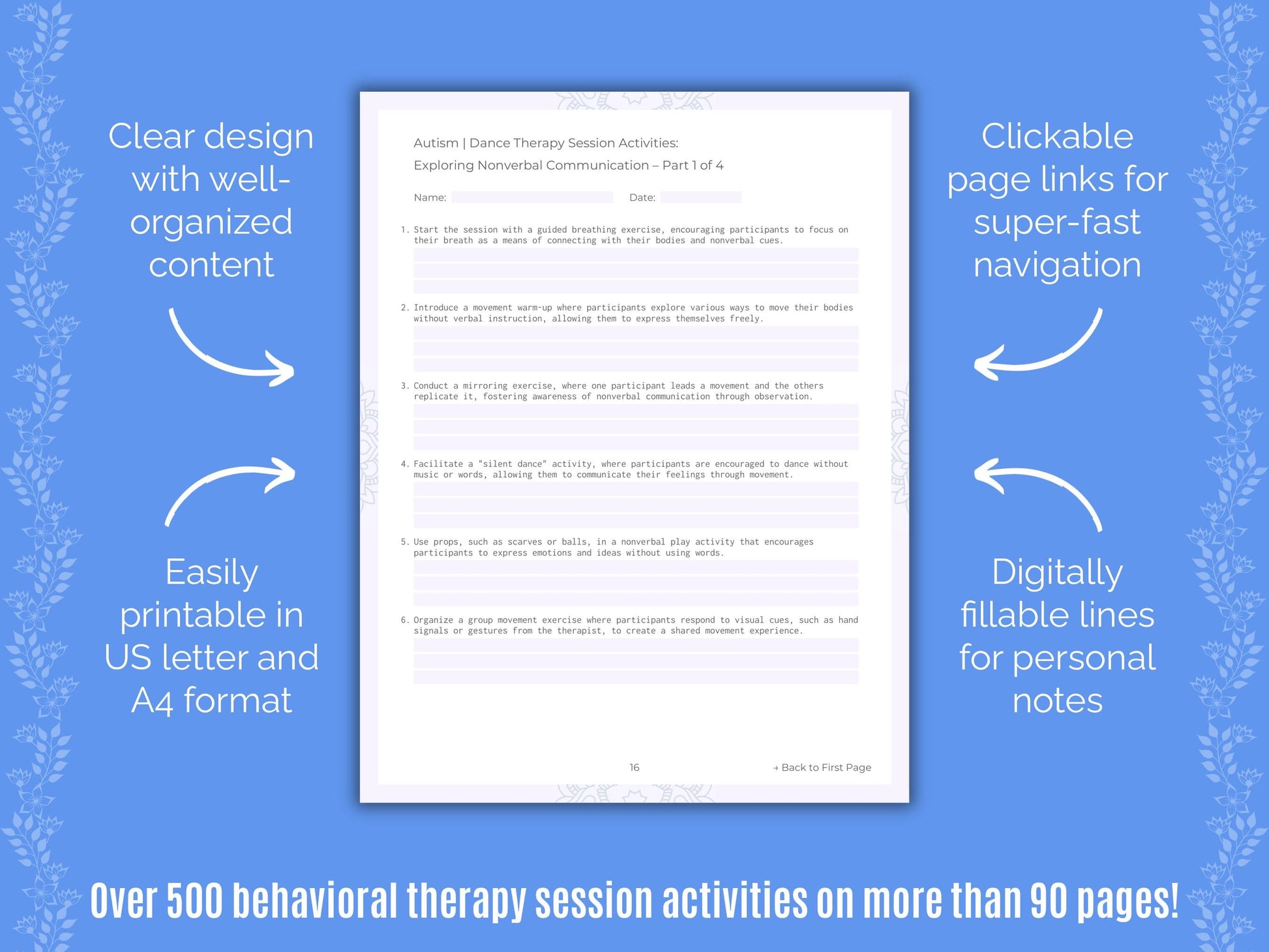 Autism Spectrum Disorder Dance Therapy Counseling Templates