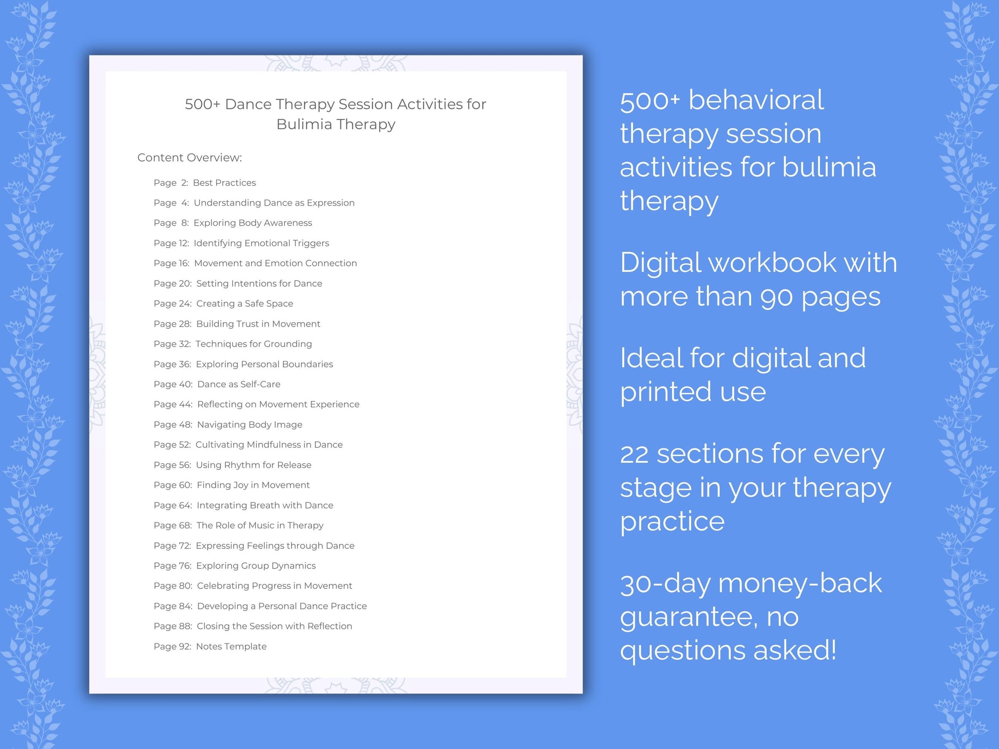 Bulimia Dance Therapy Therapist Worksheets