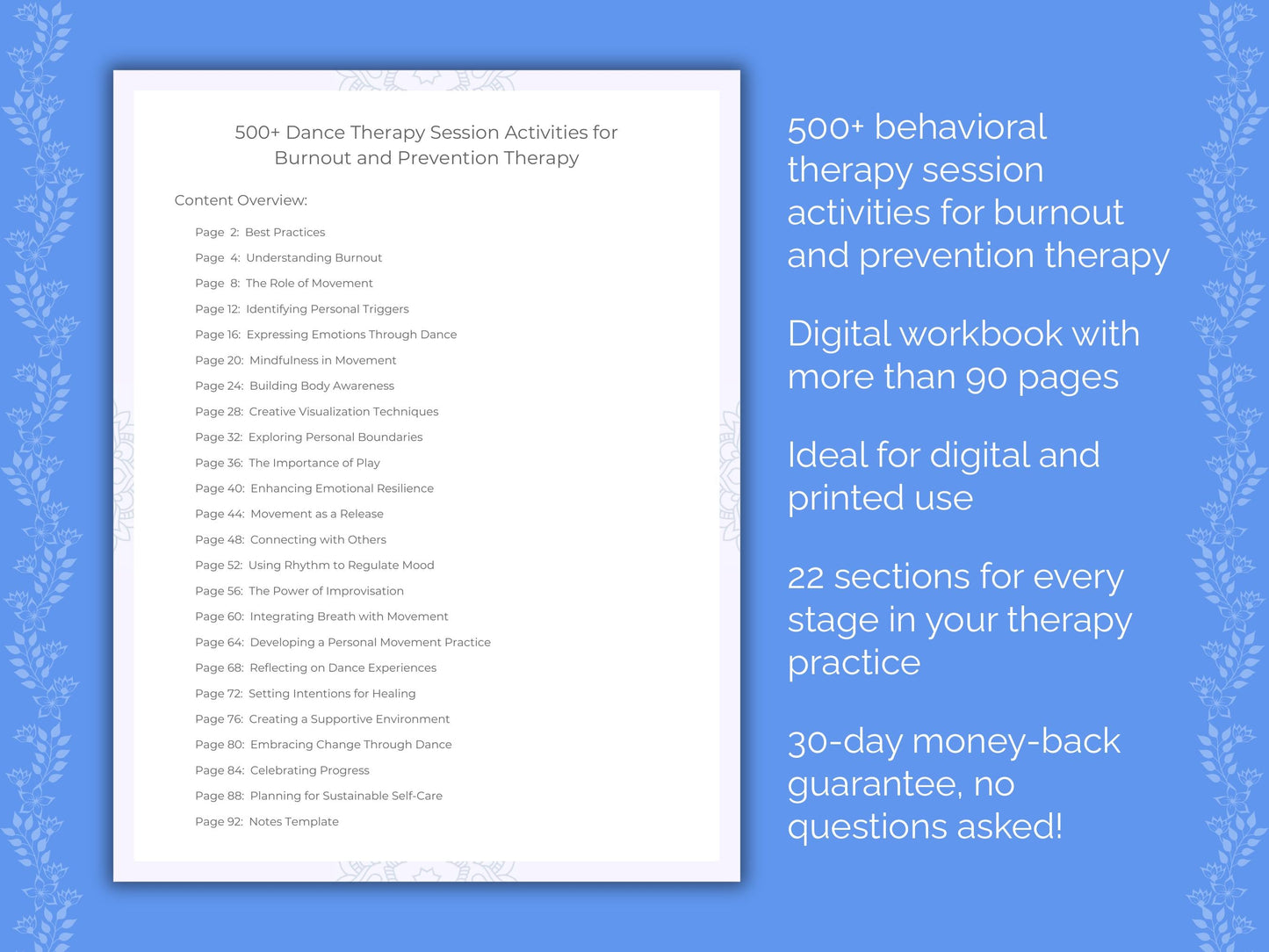 Burnout and Prevention Dance Therapy Therapist Worksheets