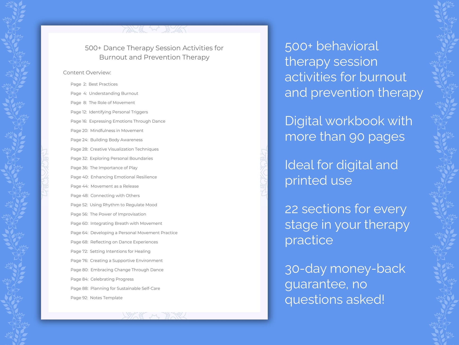 Burnout and Prevention Dance Therapy Therapist Worksheets
