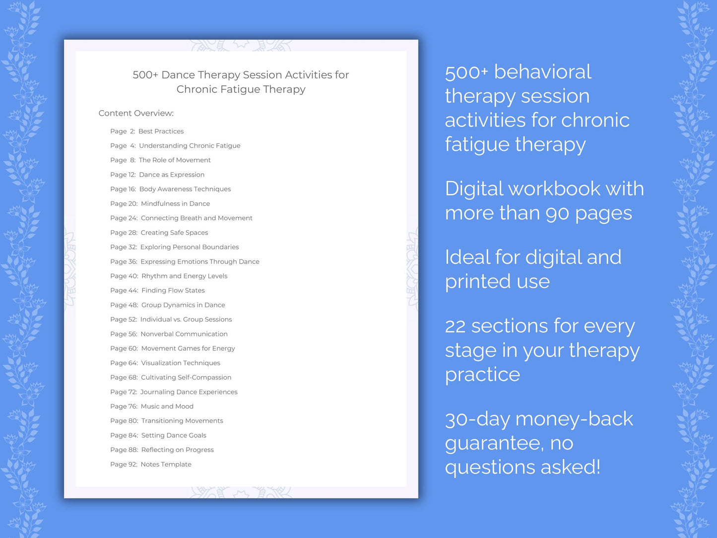 Chronic Fatigue Dance Therapy Therapist Worksheets