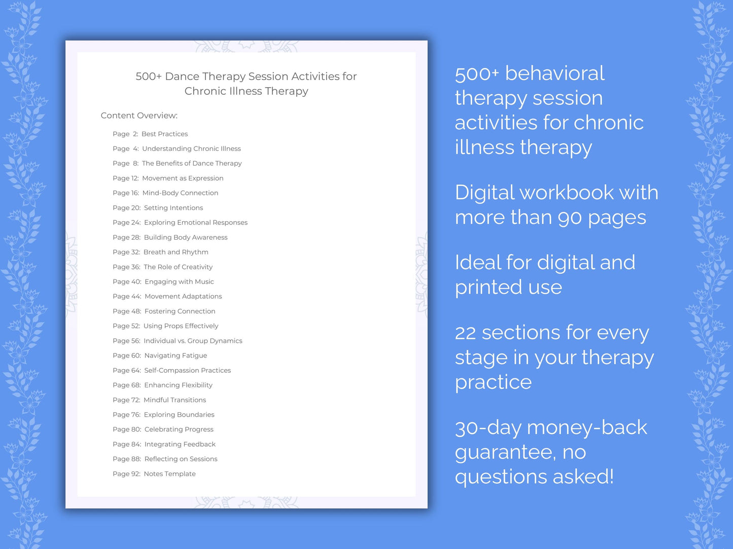 Chronic Illness Dance Therapy Therapist Worksheets