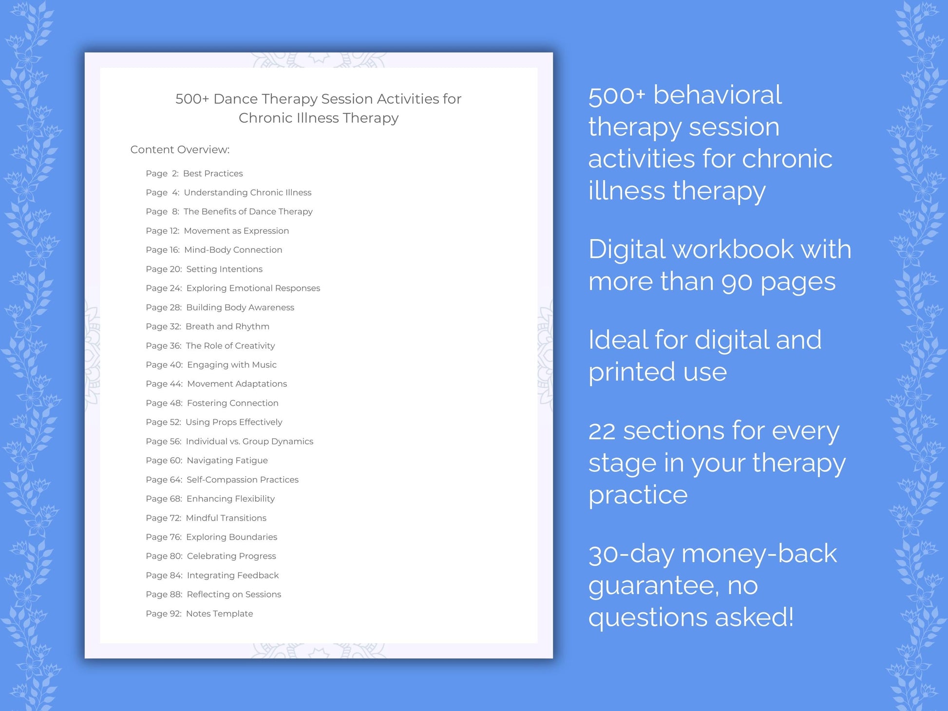 Chronic Illness Dance Therapy Therapist Worksheets