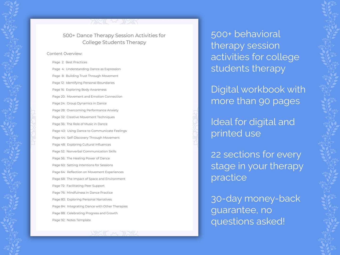 College Students Dance Therapy Therapist Worksheets