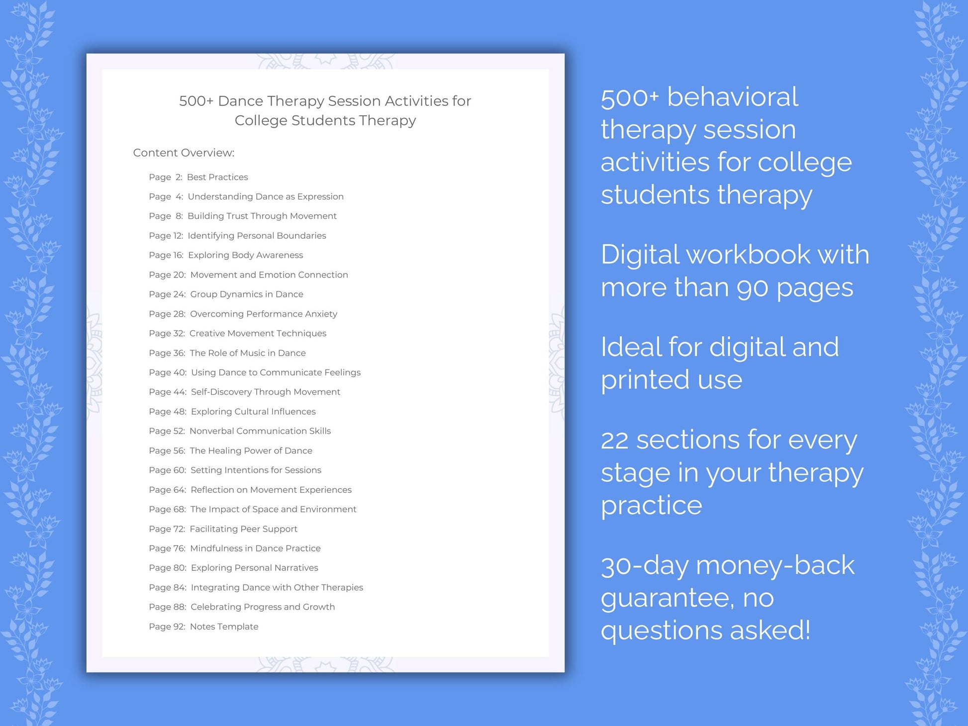 College Students Dance Therapy Therapist Worksheets