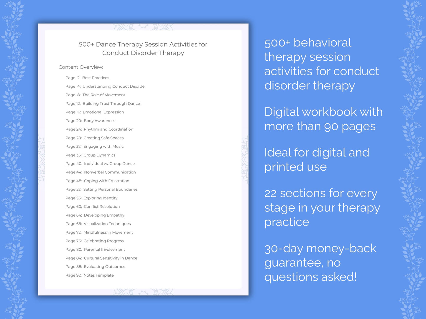 Conduct Disorder Dance Therapy Therapist Worksheets