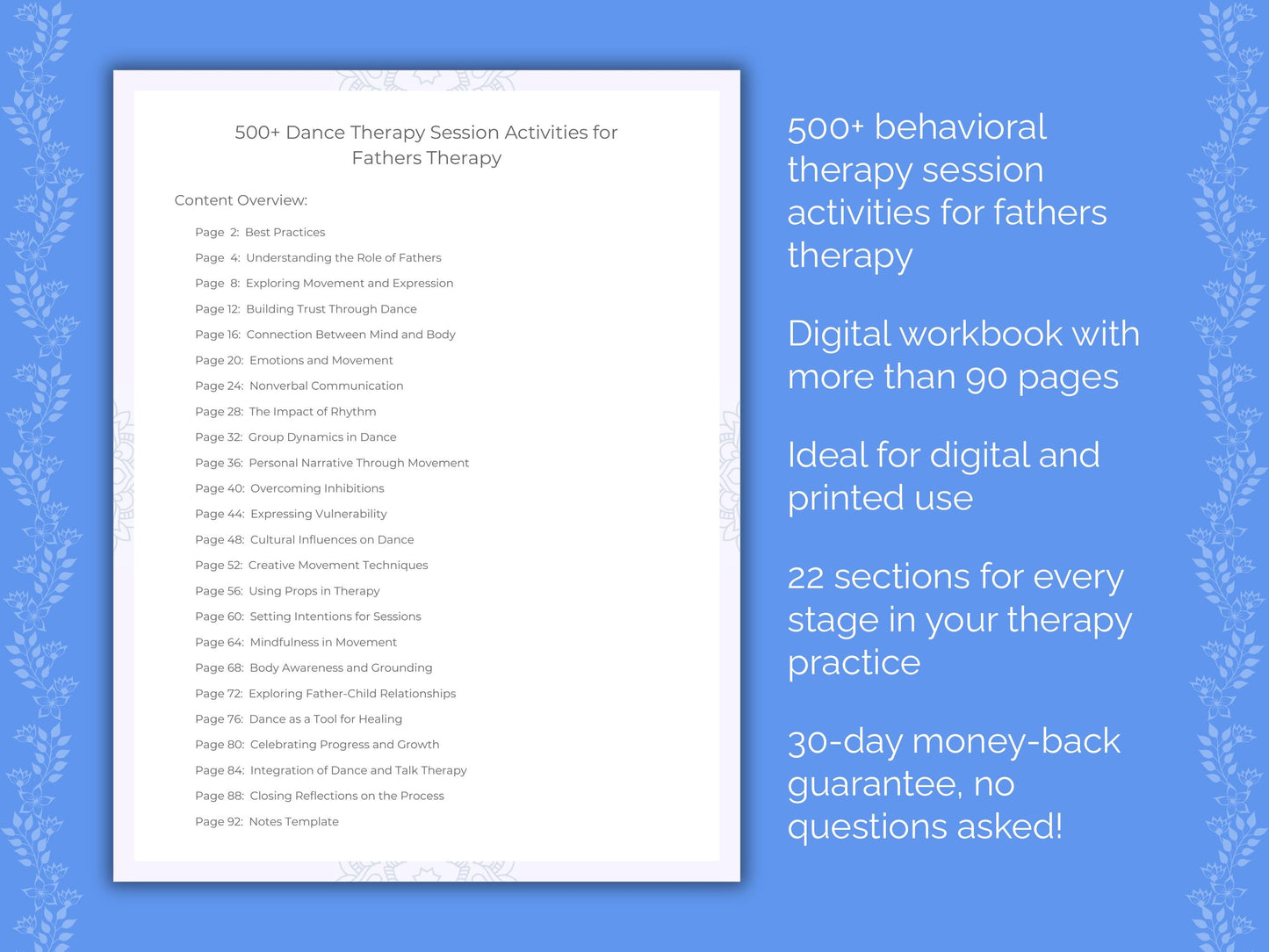 Fathers Dance Therapy Therapist Worksheets