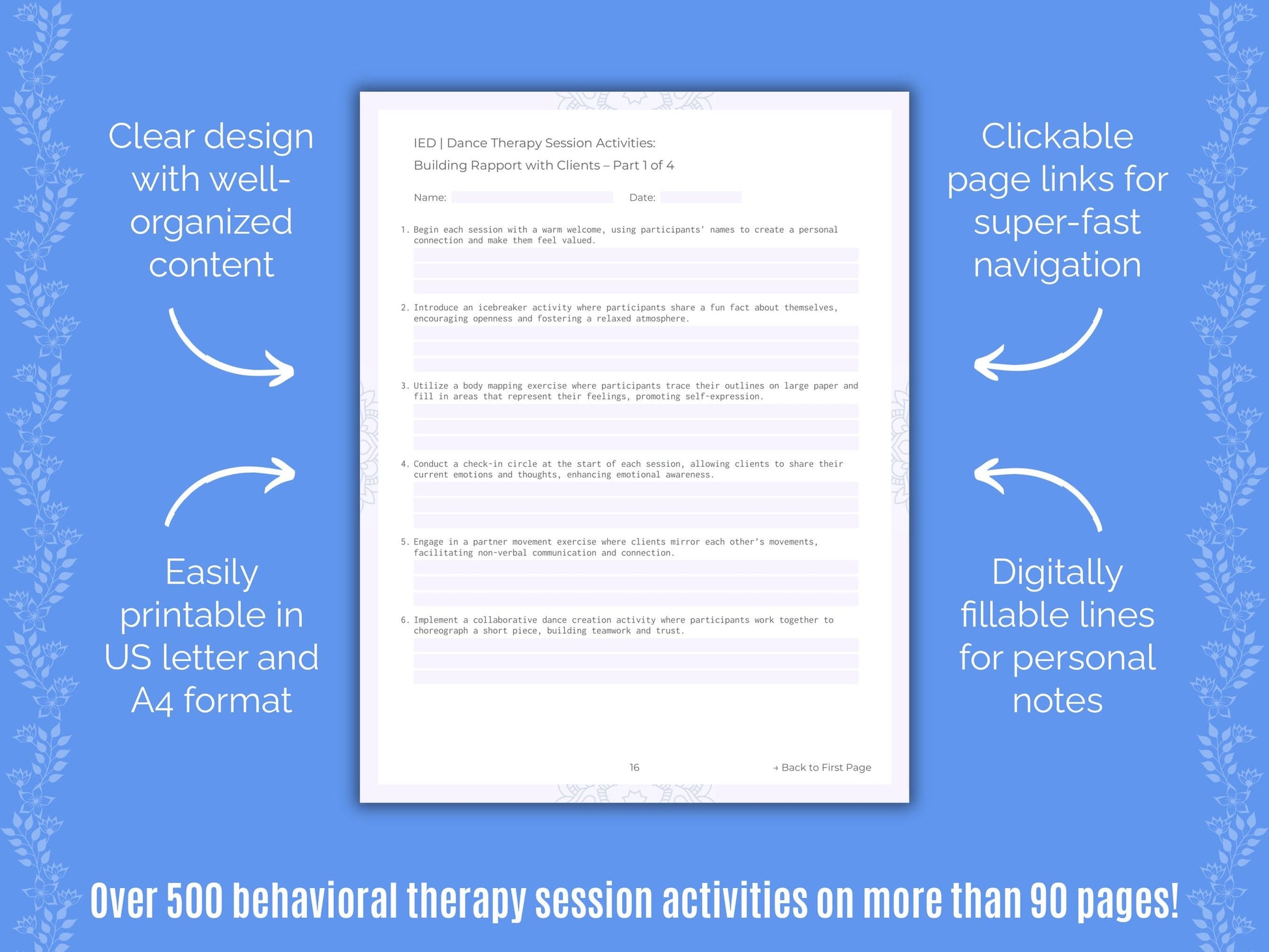 Intermittent Explosive Disorder (IED) Dance Therapy Counseling Templates